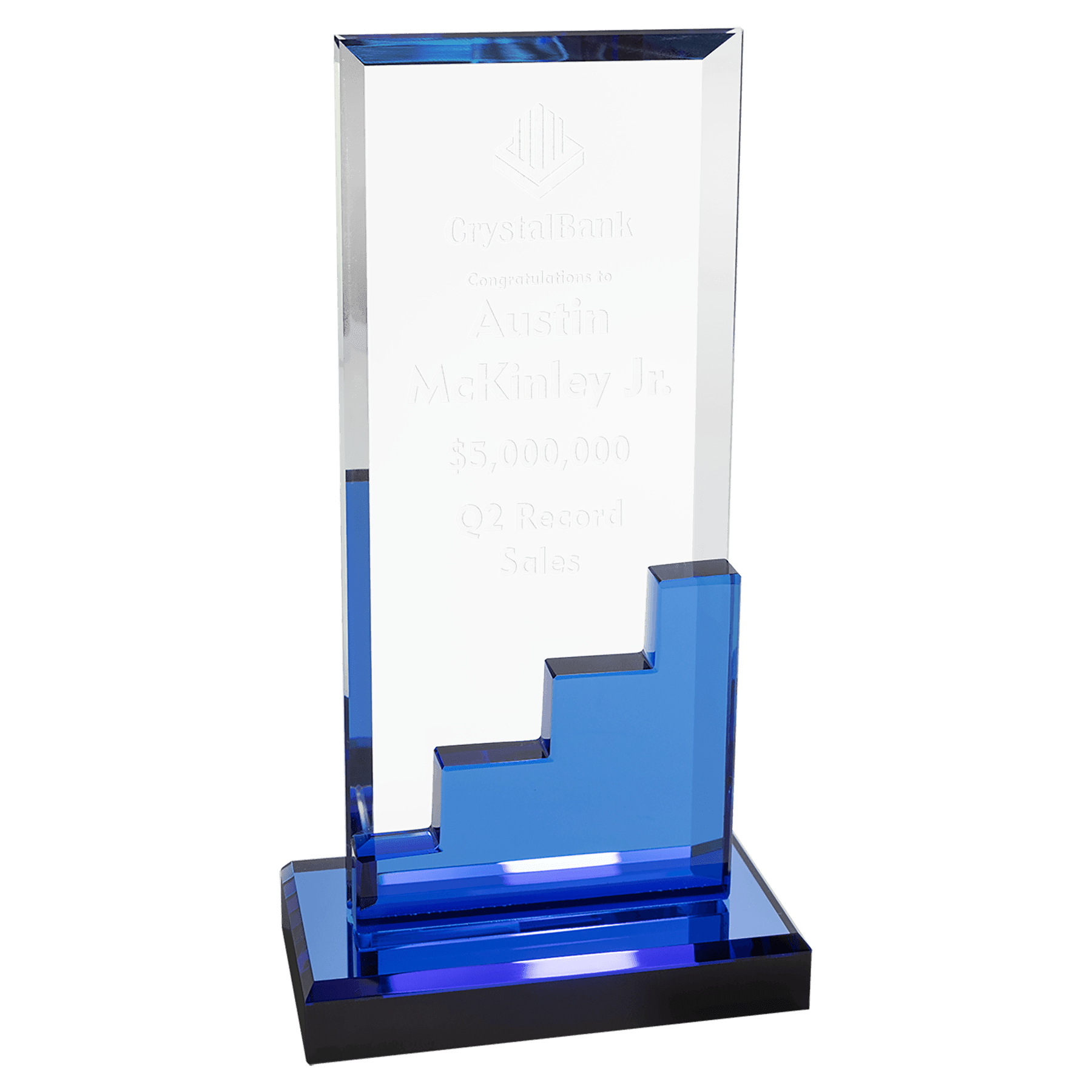 Crystal Blue Staircase with Blue Mirror Base - ACS27