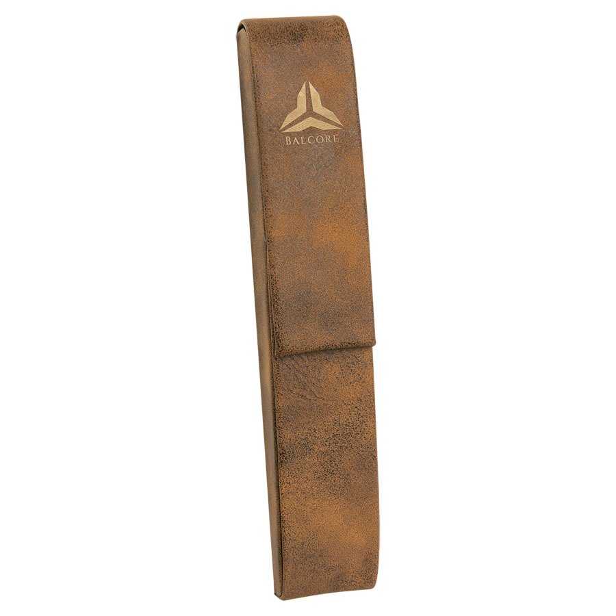 6.5" x 1" Rustic/Gold Leatherette Single Pen Case