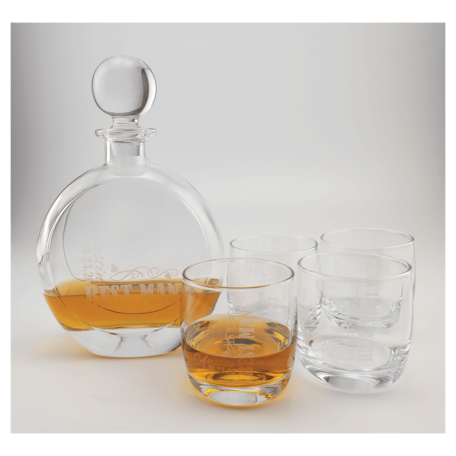 750ml Round Decanter Set w/Four 10 oz. Glasses - DCNT10