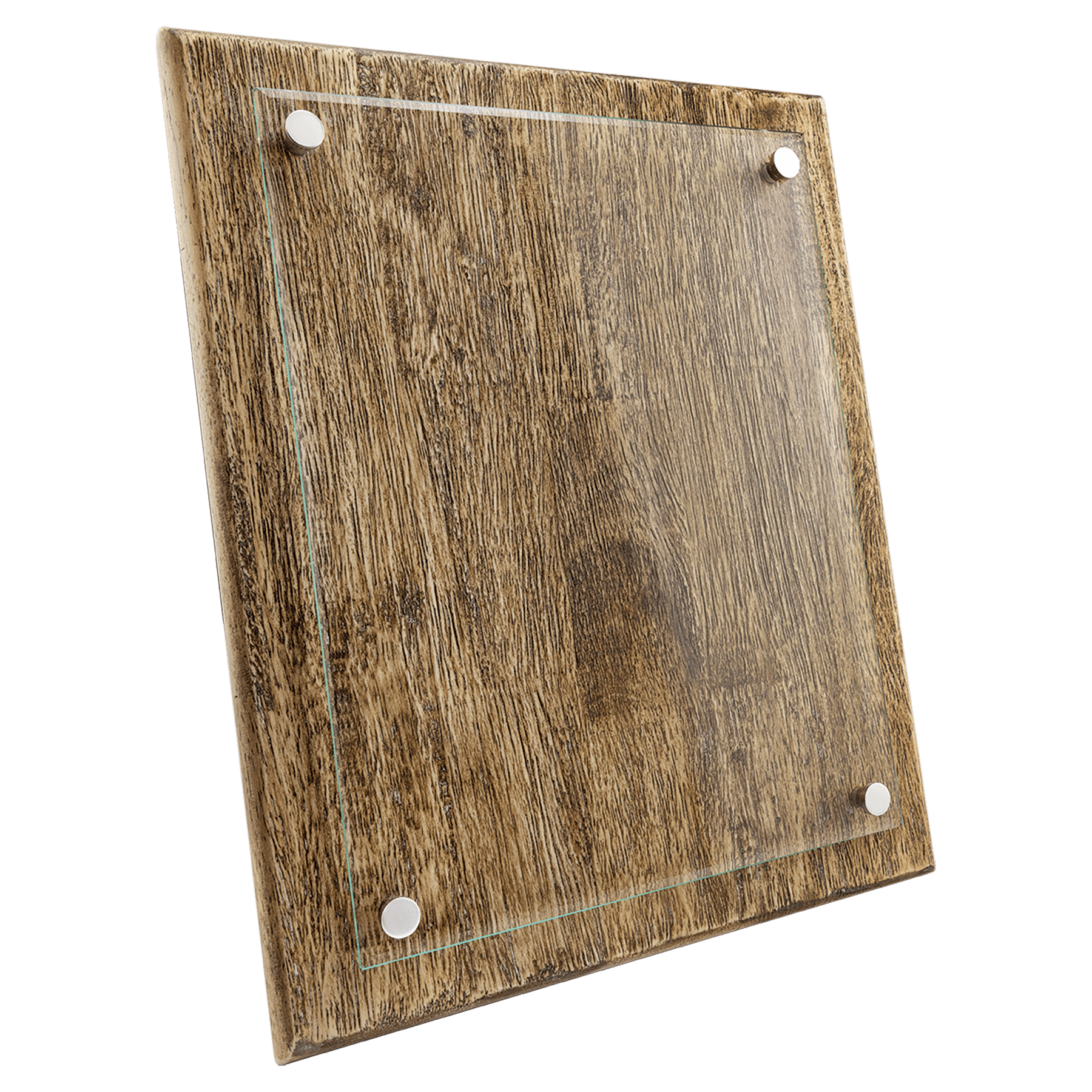 Barnwood Floating Glass Plaque - PF08