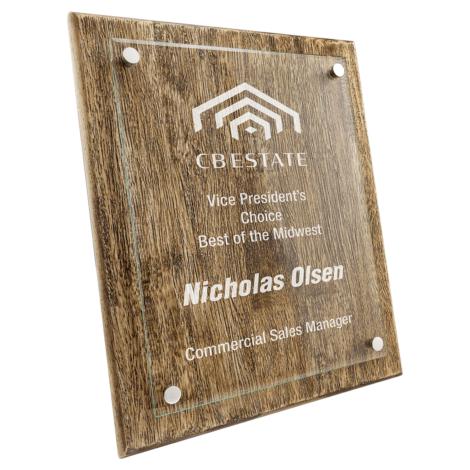 Barnwood Floating Glass Plaque - PF08