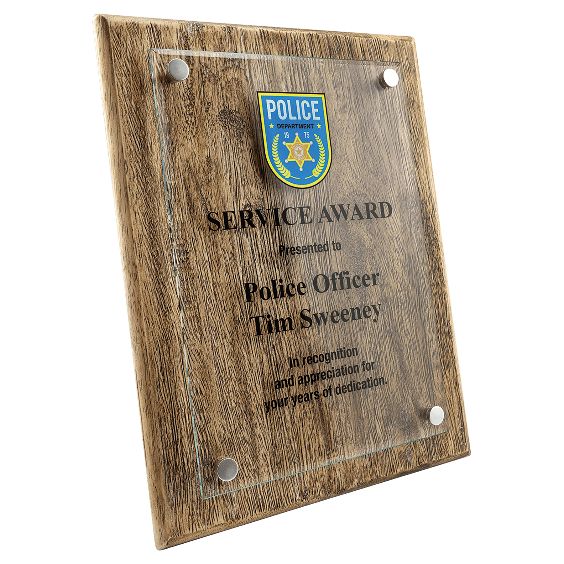 Barnwood Floating Glass Plaque - PF08