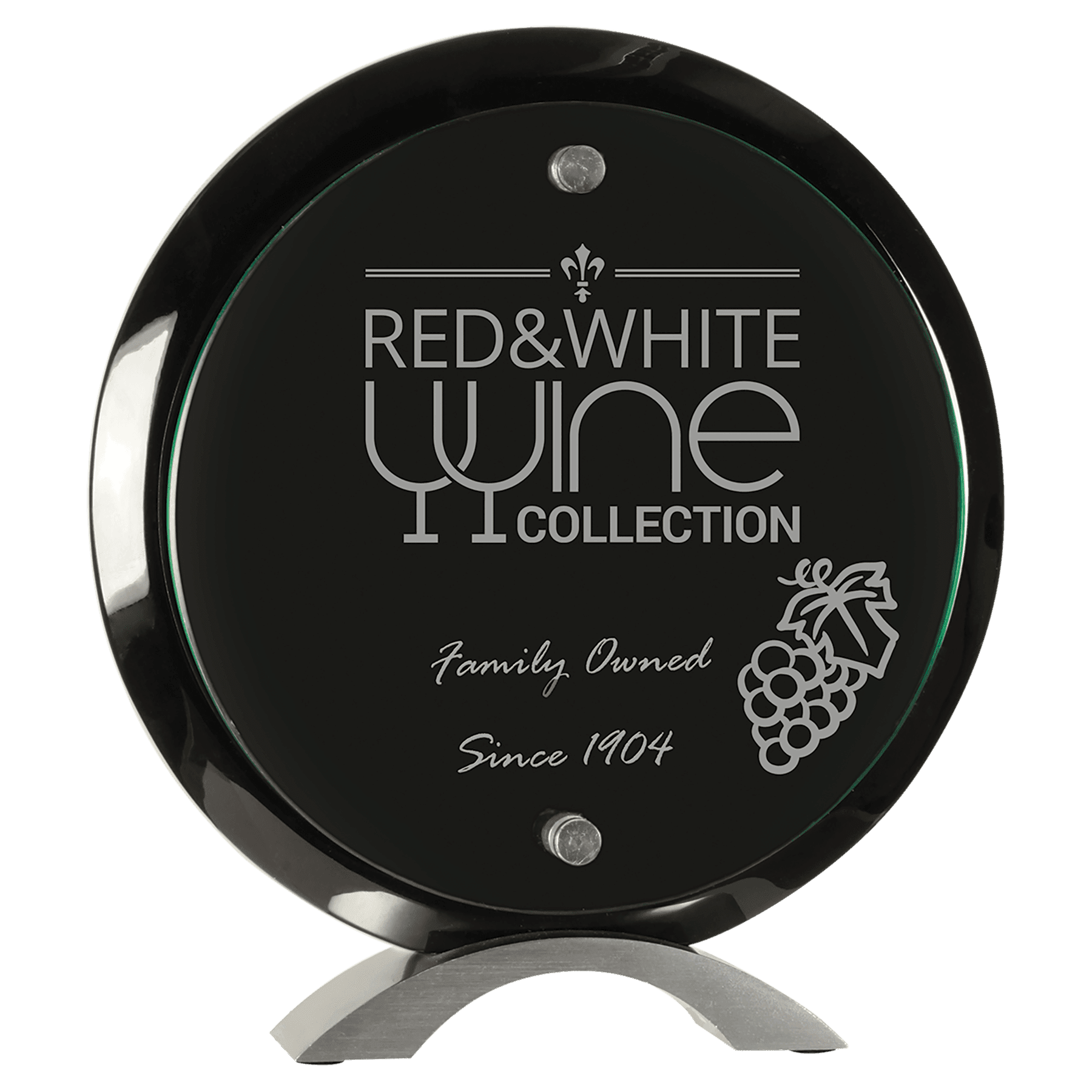 8.5" Round Black Piano Finish Floating Acrylic Standup