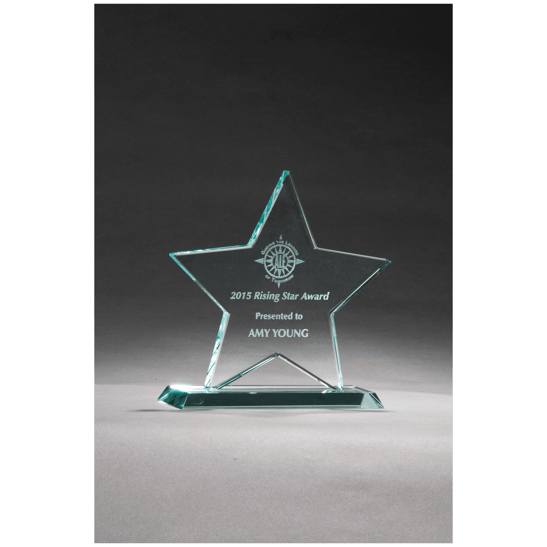 5.75" x 5.875" Star Jade Glass Award