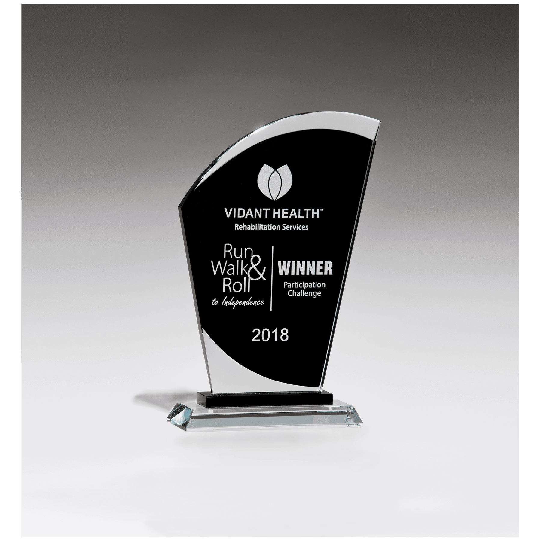 6" x 9.5" Sail Shaped Glass Award with Black Center