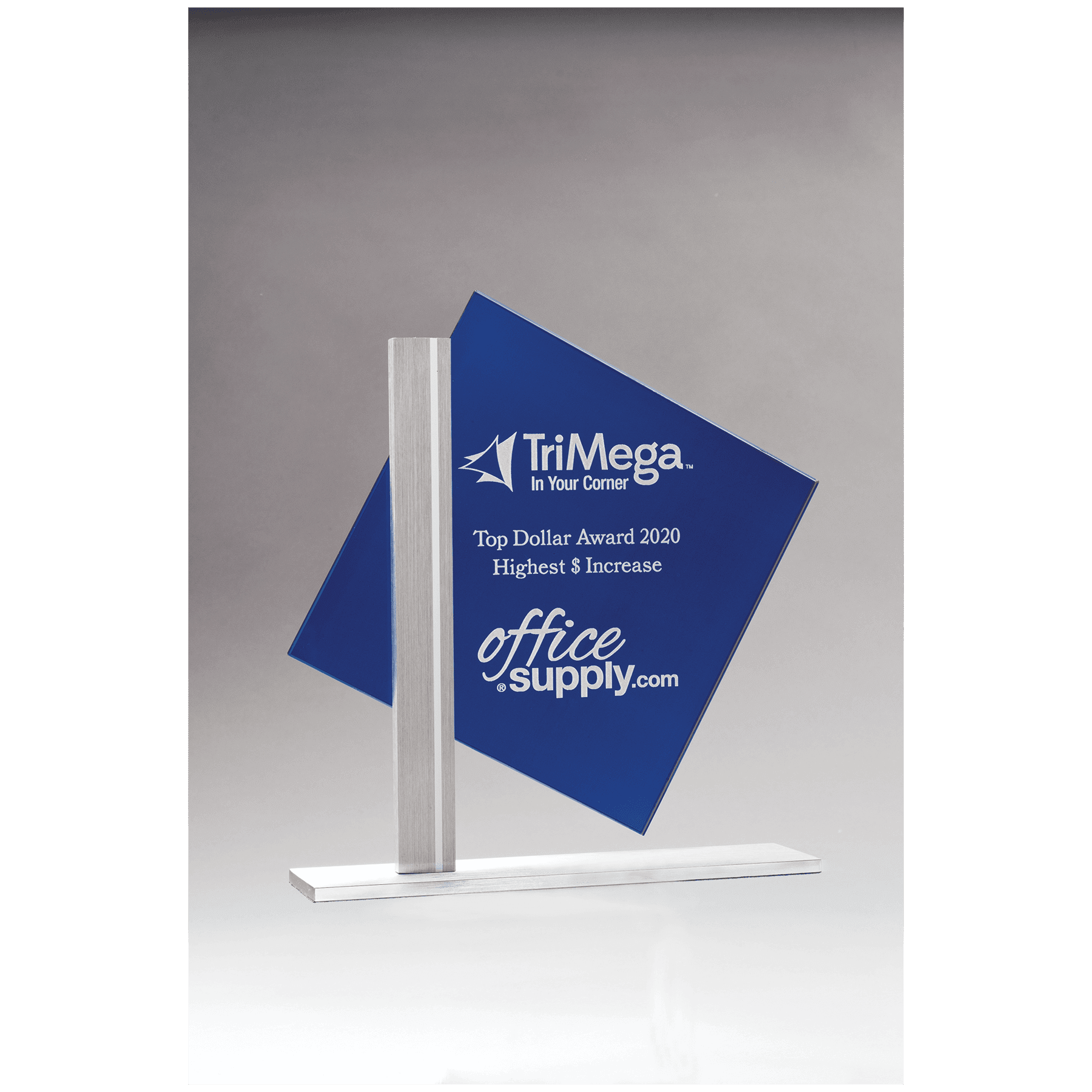 Diamond Blue Glass w/Brushed Aluminum Post and Base