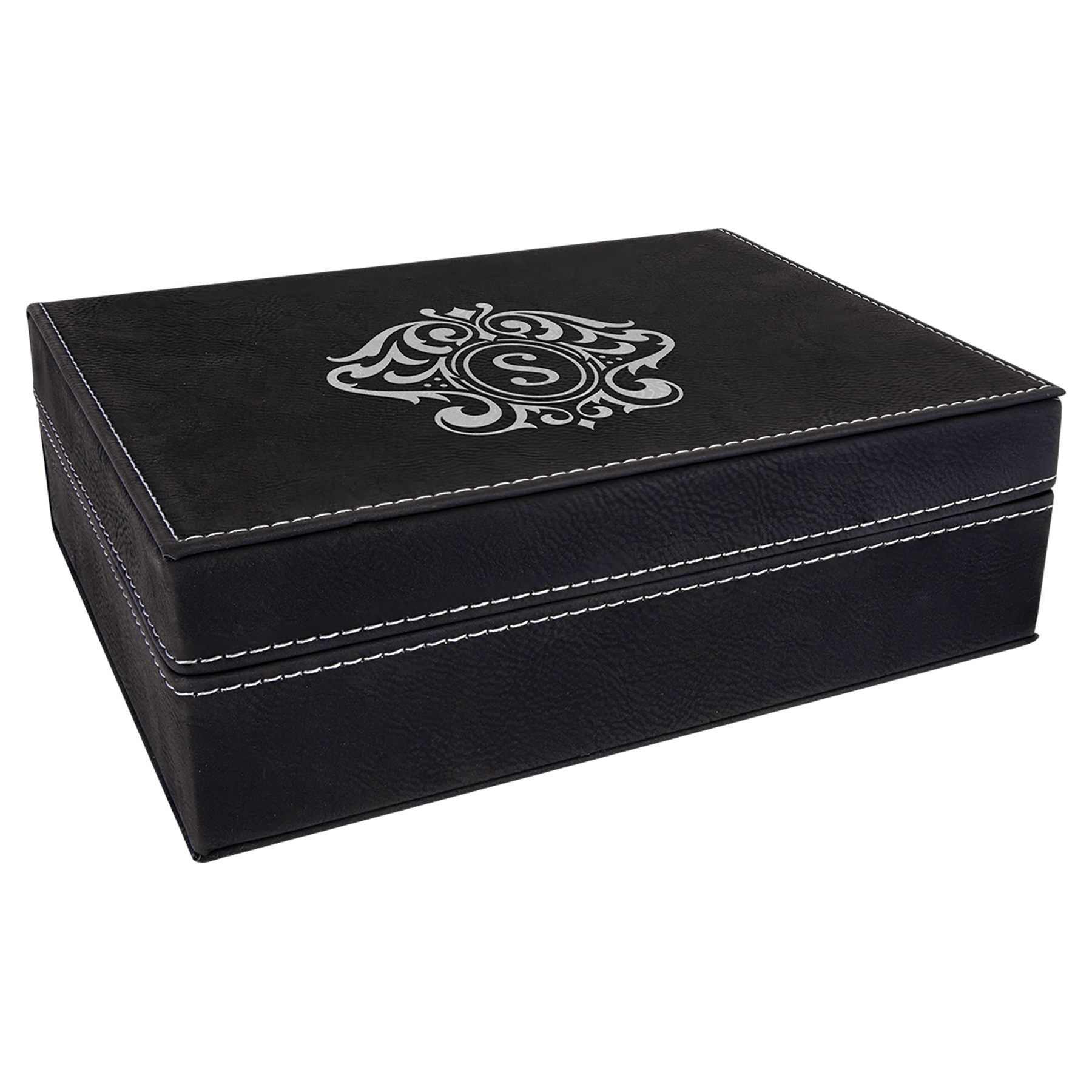 8" x 6.4" Black/Silver Leatherette Premium Gift Box