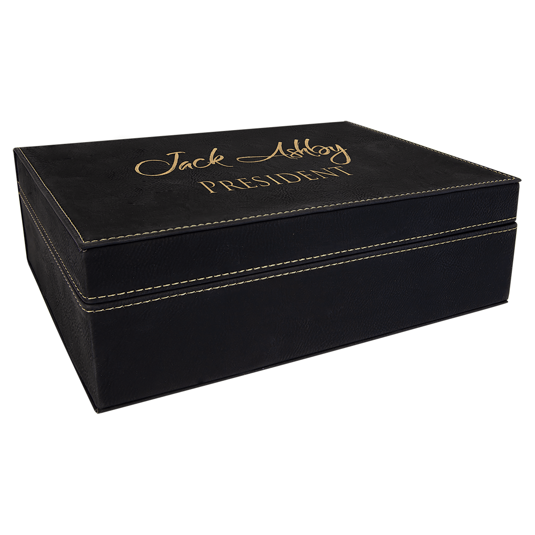 10.25" x 7.5" Black/Gold Leatherette Premium Gift Box