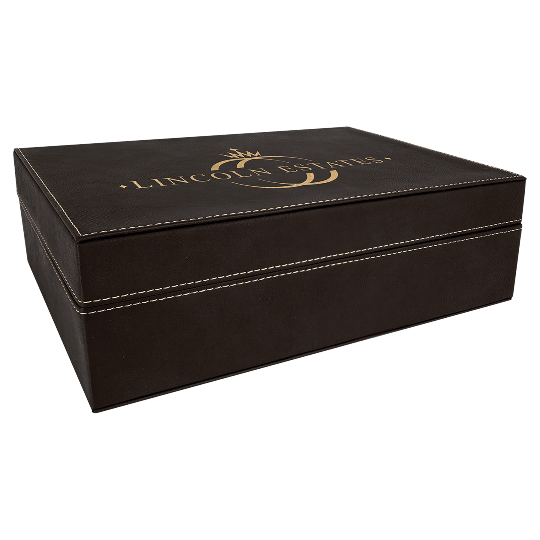 12.25" x 8.25" Black/Gold Leatherette Premium Gift Box