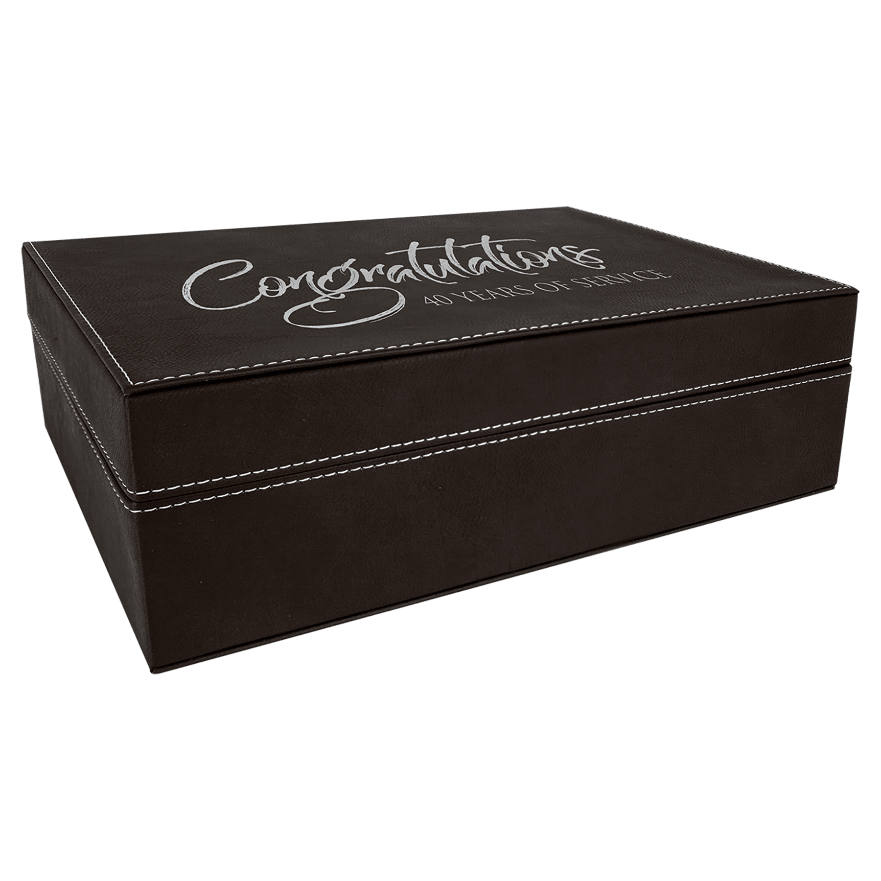 12.25" x 8.25" Black/Silver Leatherette Premium Gift Box