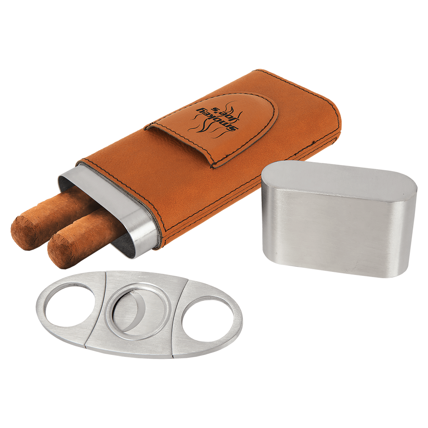 Rawhide Leatherette Cigar Case with Cutter