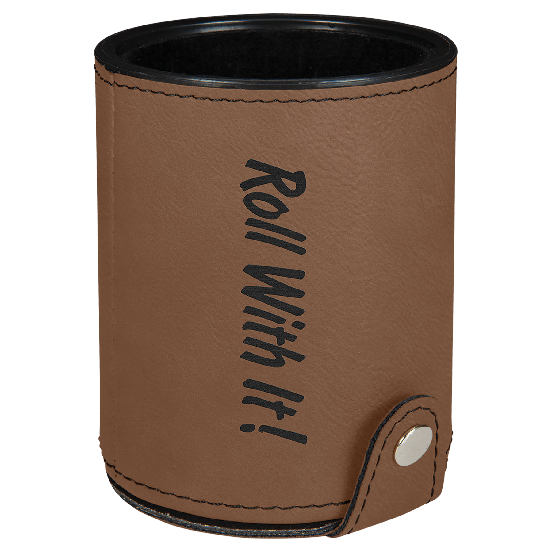 Dark Brown Leatherette Dice Cup with 5 Dice