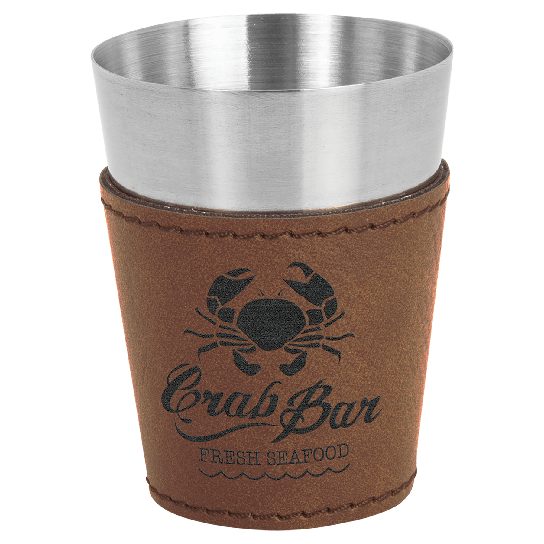2 oz. Dark Brown Leatherette & Stainless Steel Shot Glass