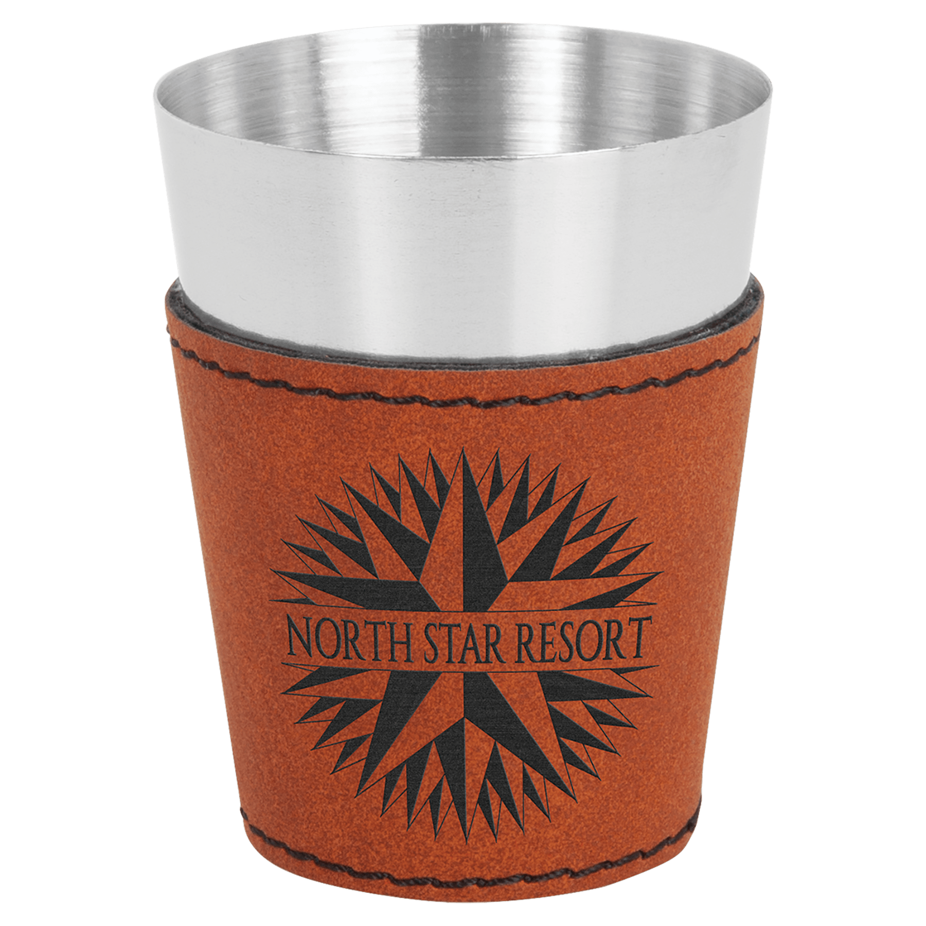 2 oz. Rawhide Leatherette & Stainless Steel Shot Glass