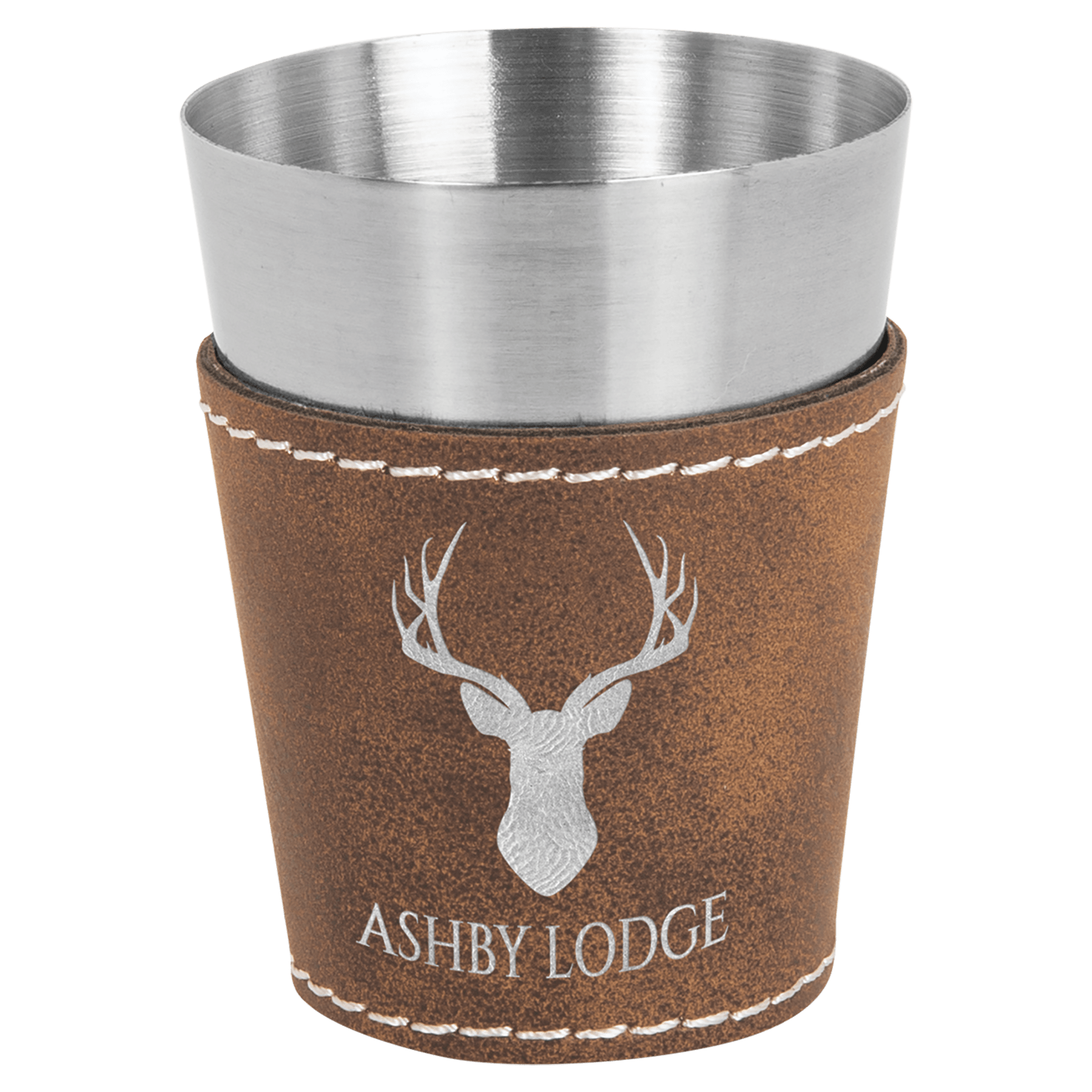 2 oz. Rustic/Silver Leatherette & Stainless Steel Shot Glass