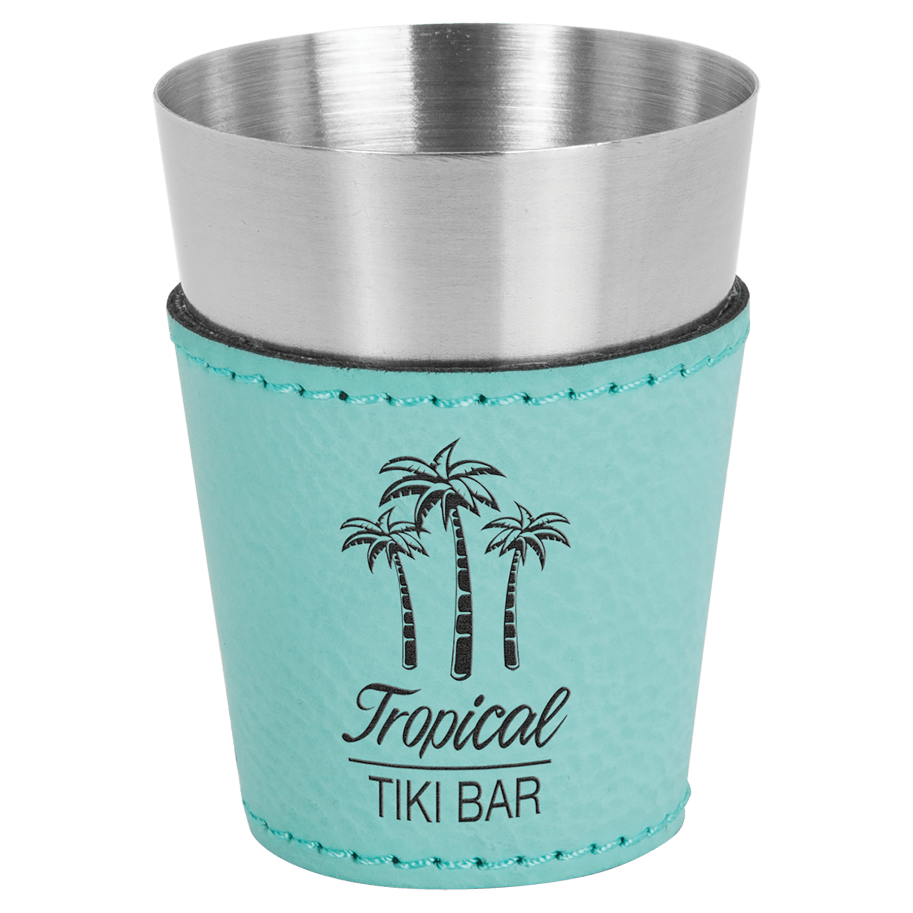 2 oz. Teal Leatherette & Stainless Steel Shot Glass