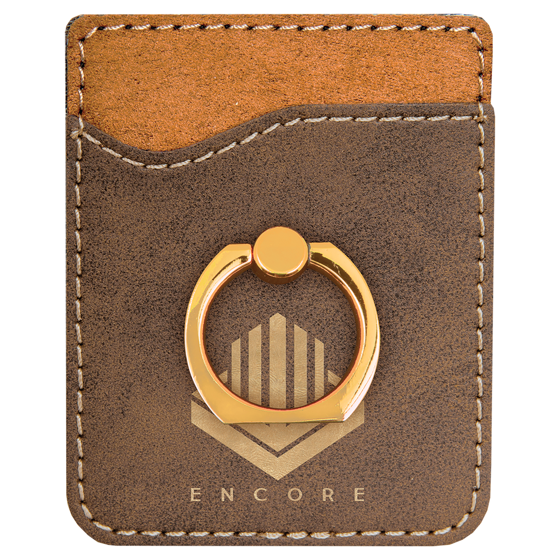 Rustic/Gold Leatherette Phone Wallet with Gold Ring