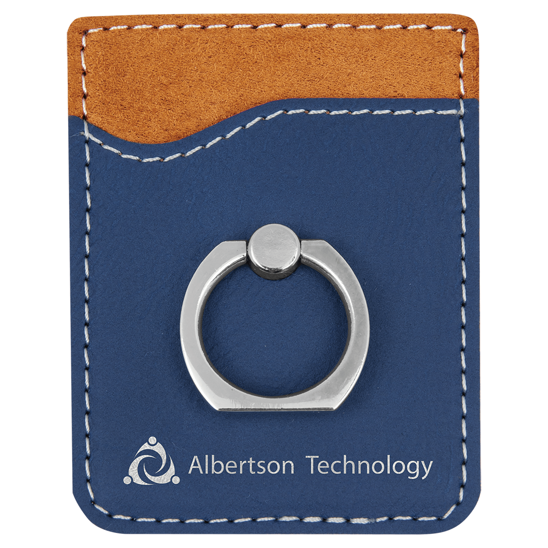 Blue/Silver Leatherette Phone Wallet with Silver Ring