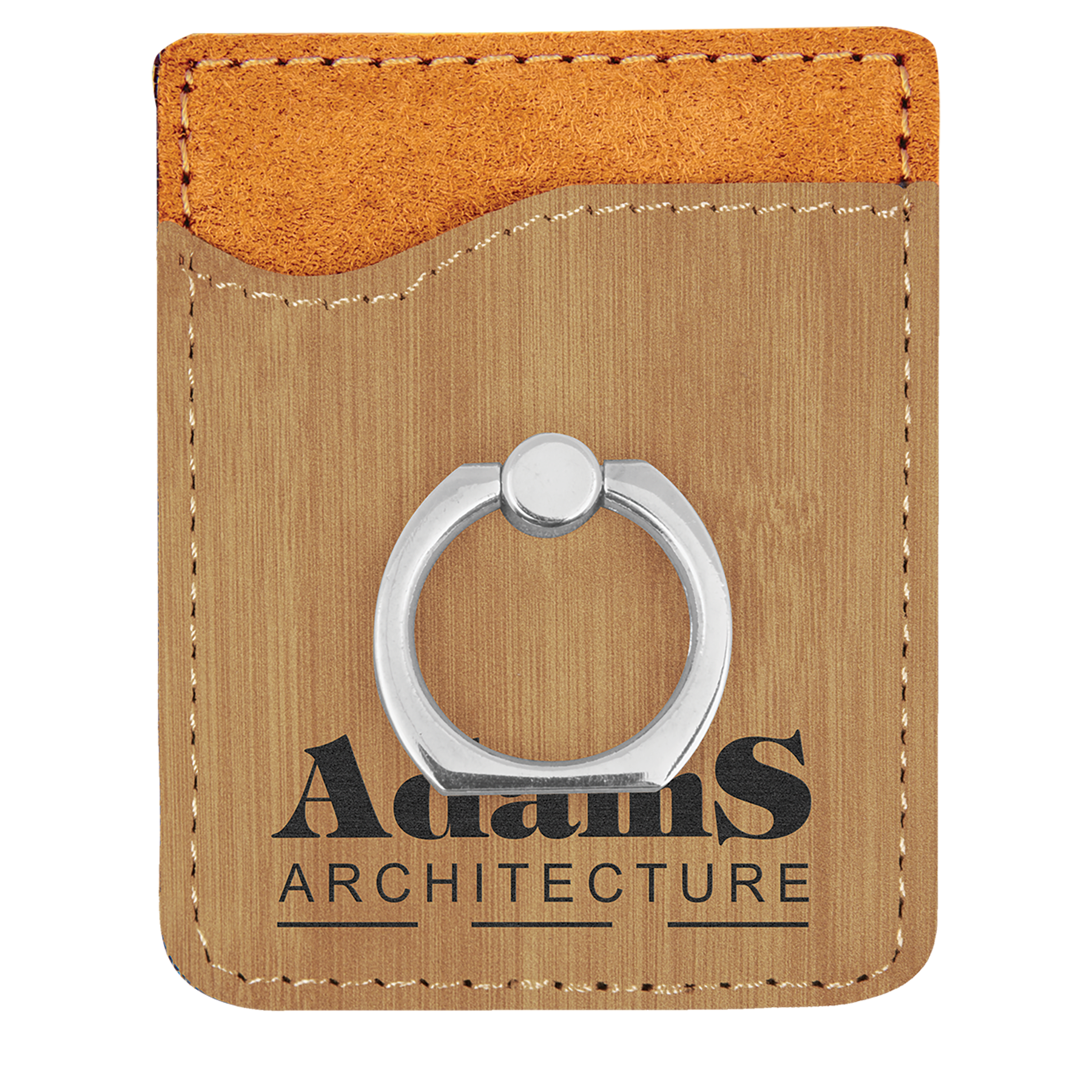 Bamboo Leatherette Phone Wallet with Silver Ring
