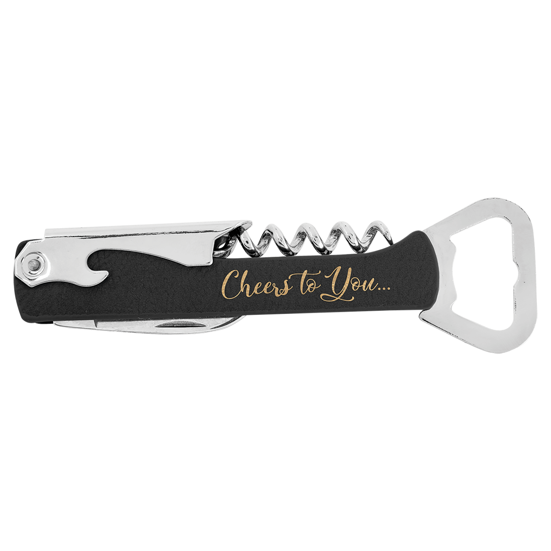 Black/Gold Leatherette Wine Bottle Opener