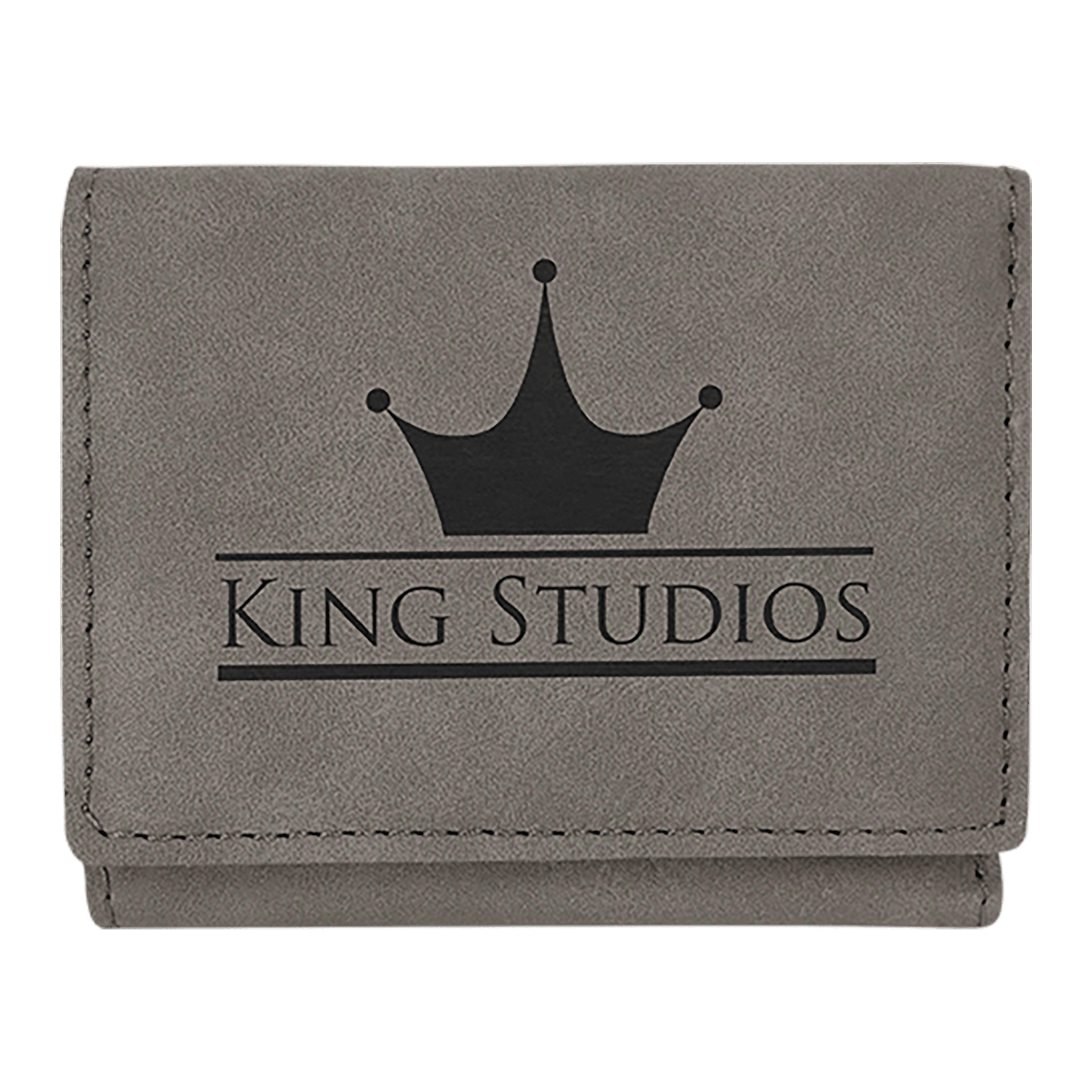 3" x 4" Gray Leatherette Trifold Wallet