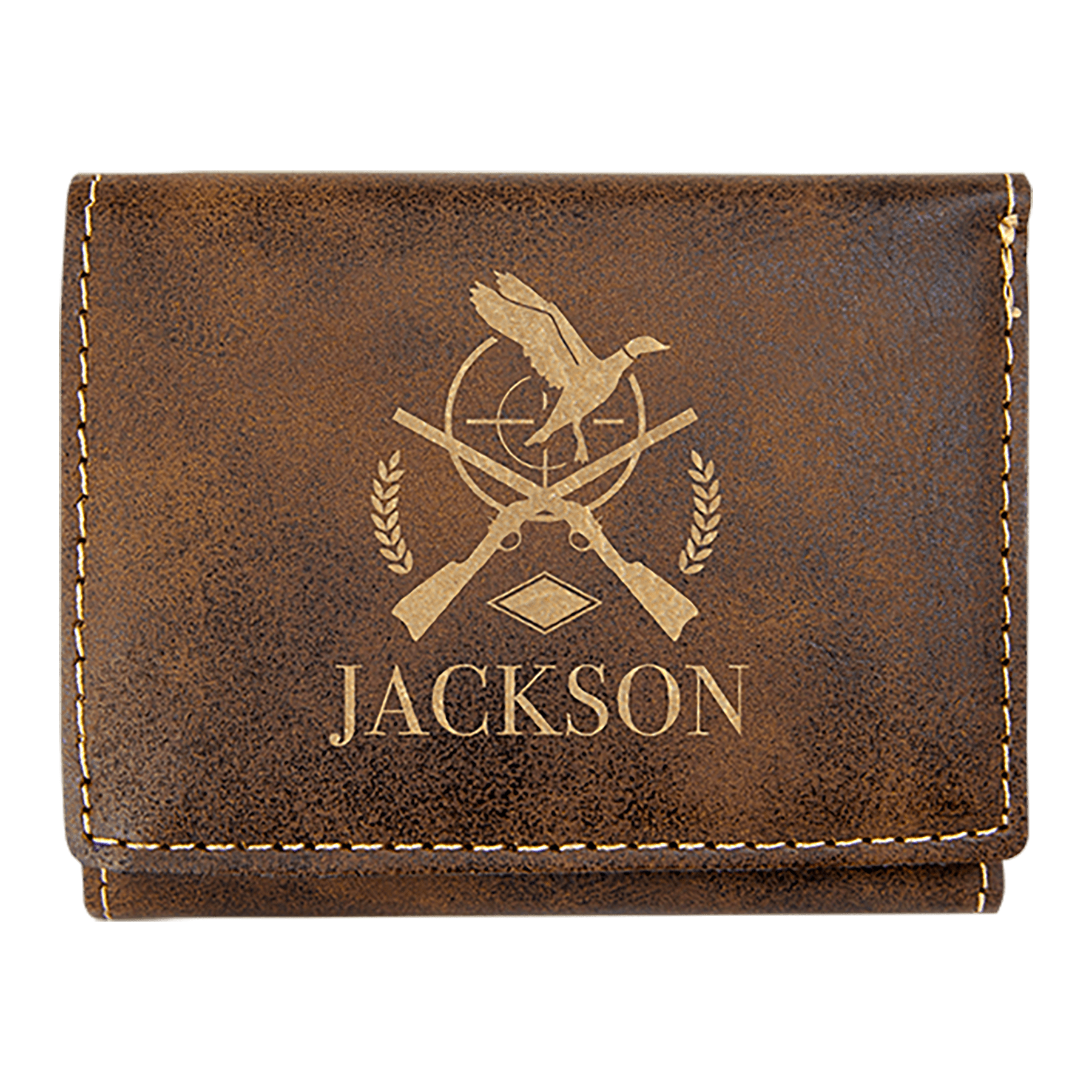 3" x 4" Rustic/Gold Leatherette Trifold Wallet