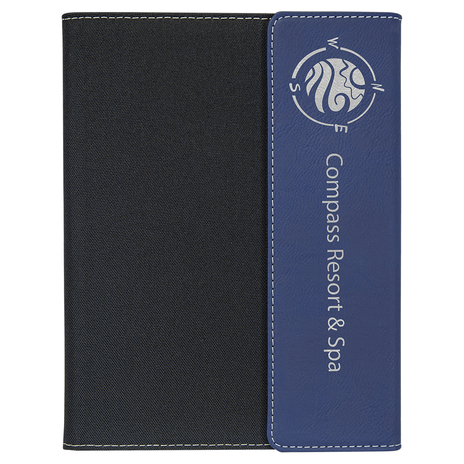 7" x 9" Blue/Silver Leatherette / Black Canvas Portfolio