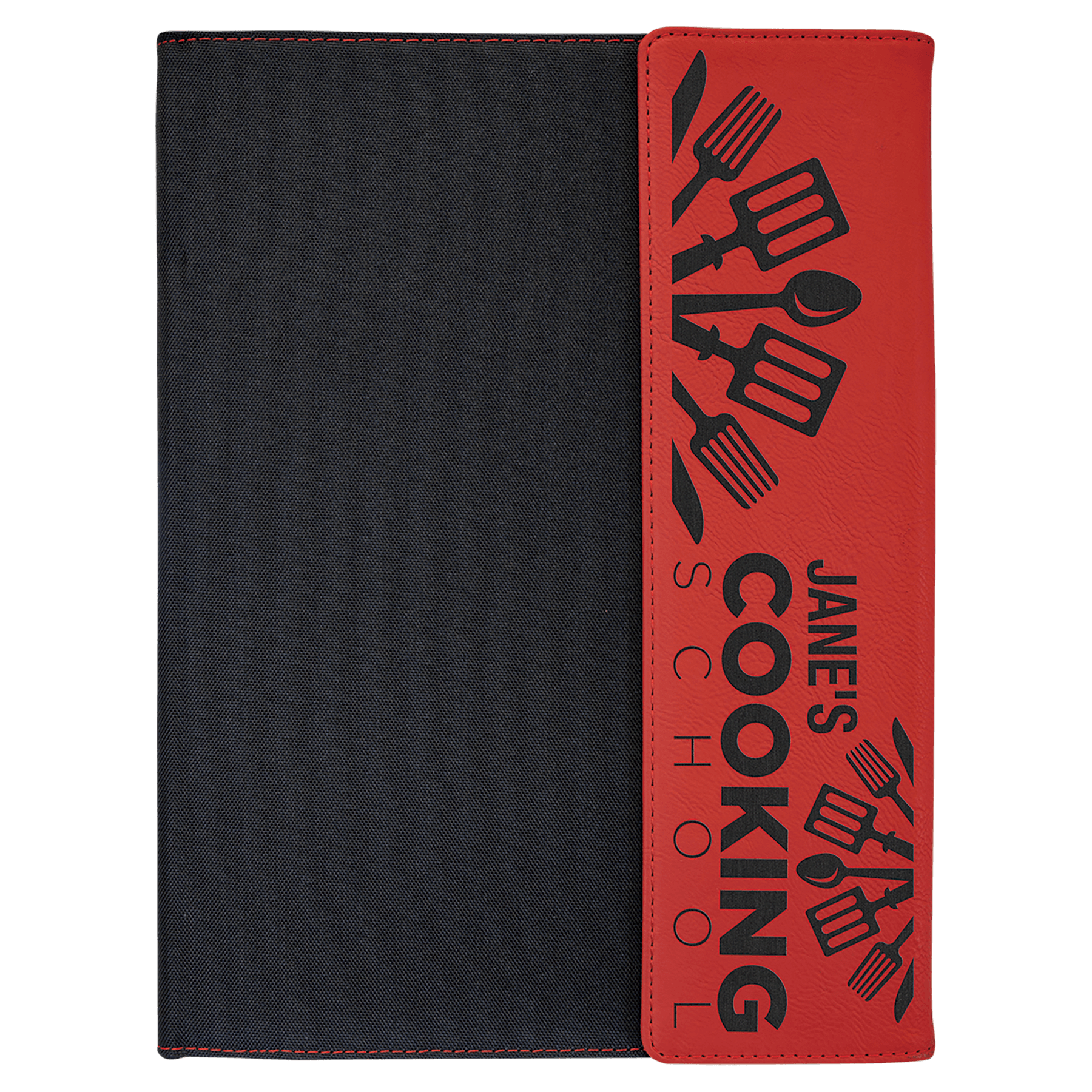 9.5" x 12" Red Leatherette / Black Canvas Portfolio