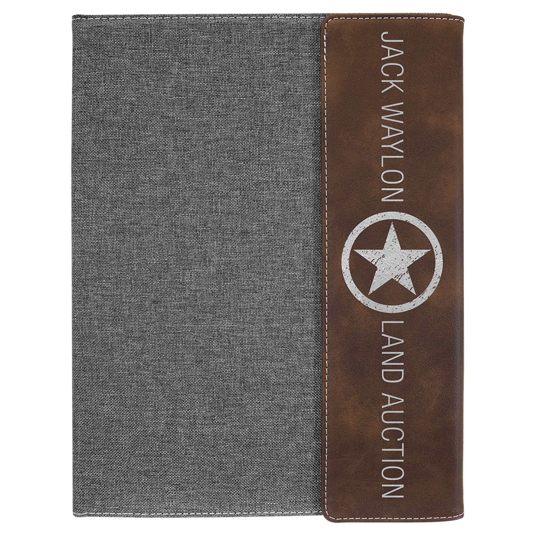 9.5"x12" Rustic/Silver Leatherette/Gray Canvas Portfolio