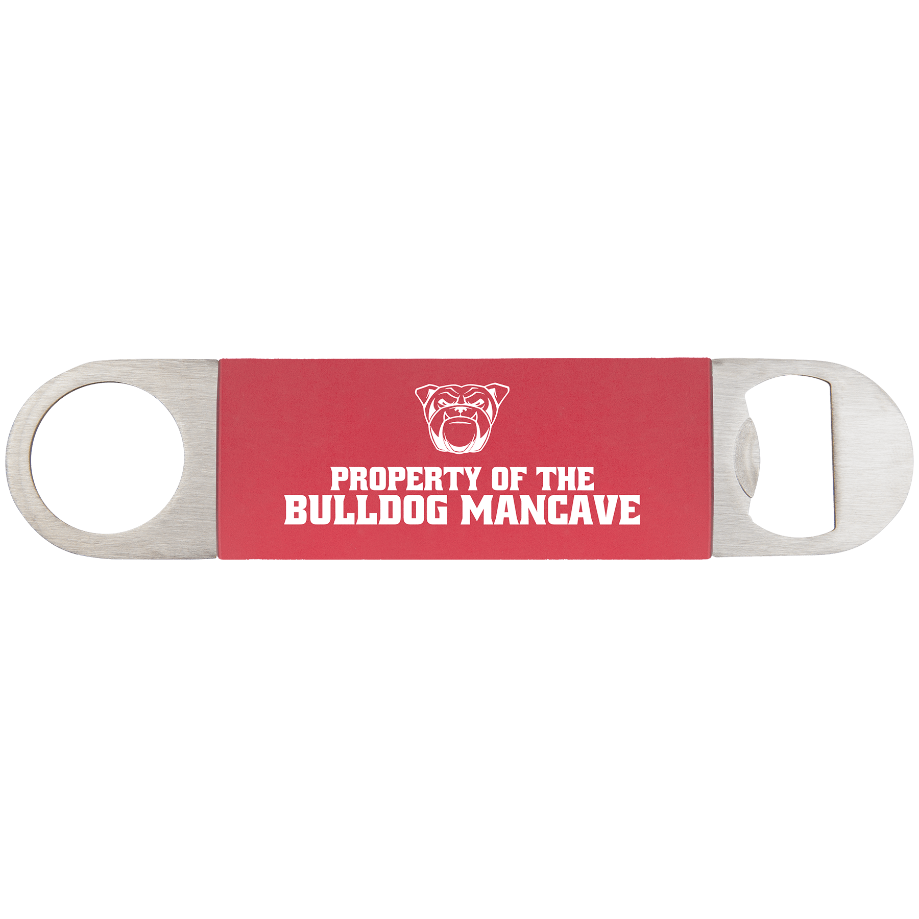 1.5" x 7" Red/White Bottle Opener with Silicone Grip