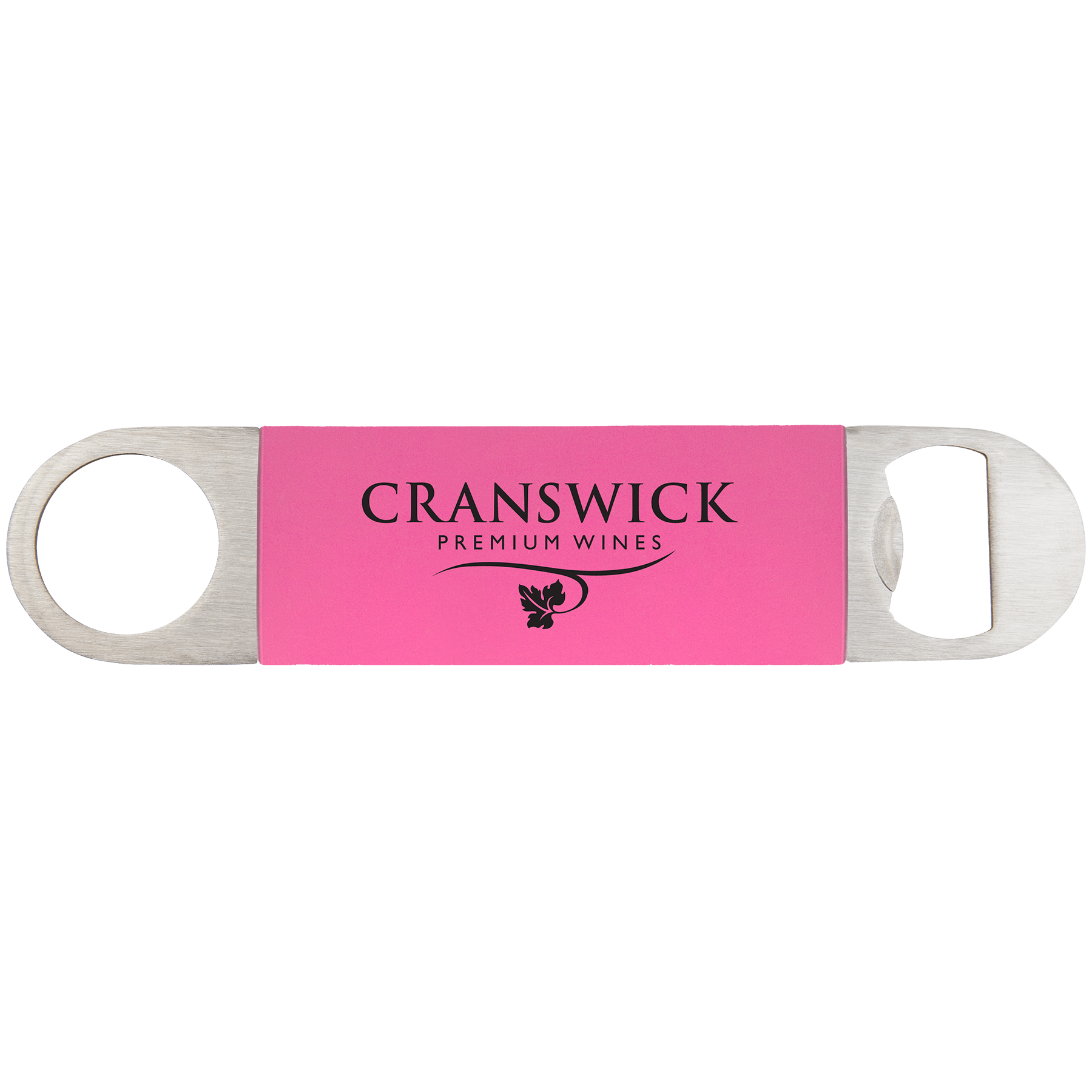1.5" x 7" Pink/Black Bottle Opener with Silicone Grip