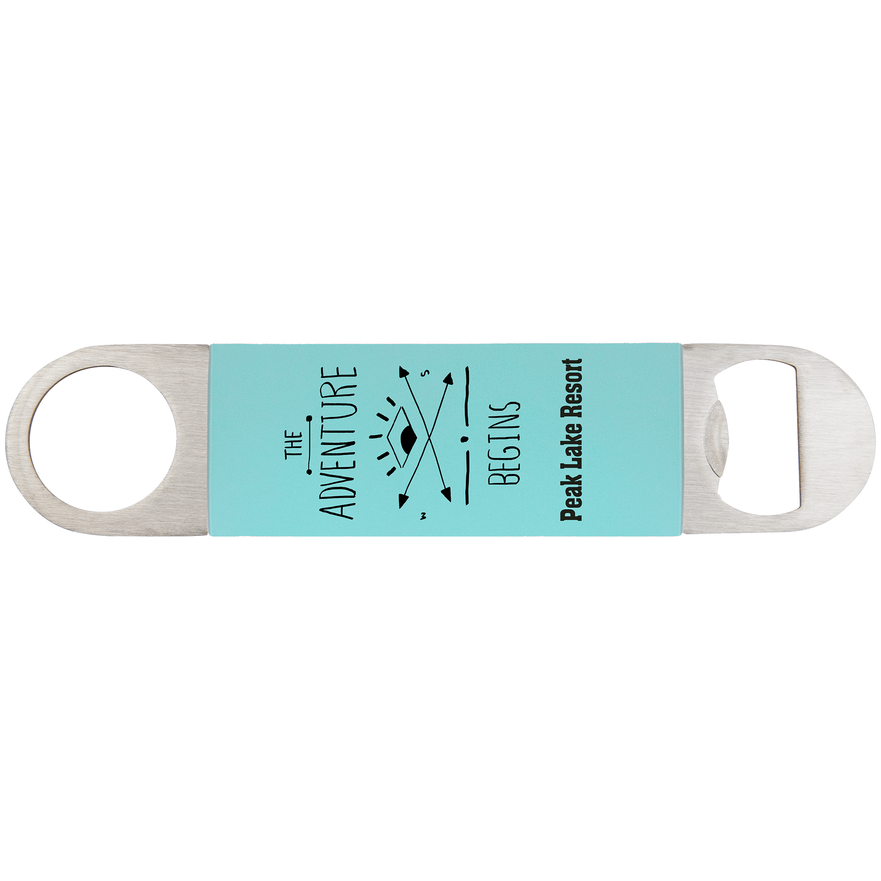 1.5" x 7" Teal/Black Bottle Opener with Silicone Grip