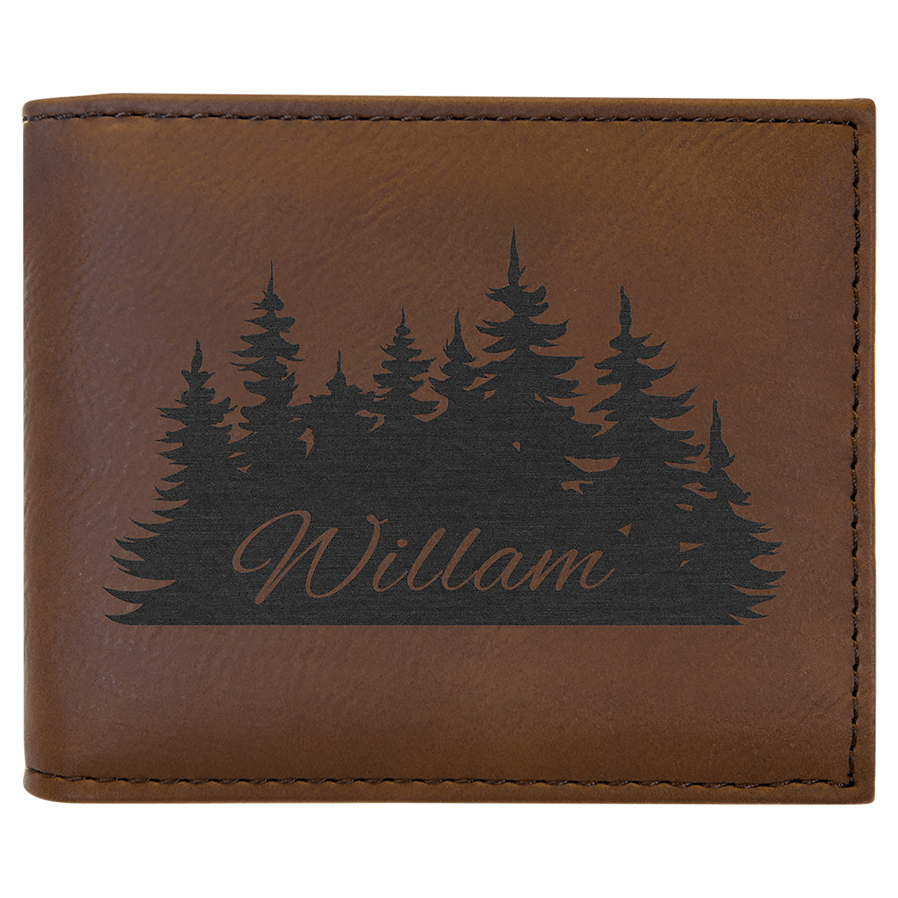 Dark Brown Leatherette Bi-Fold Wallet w/Flip ID Display