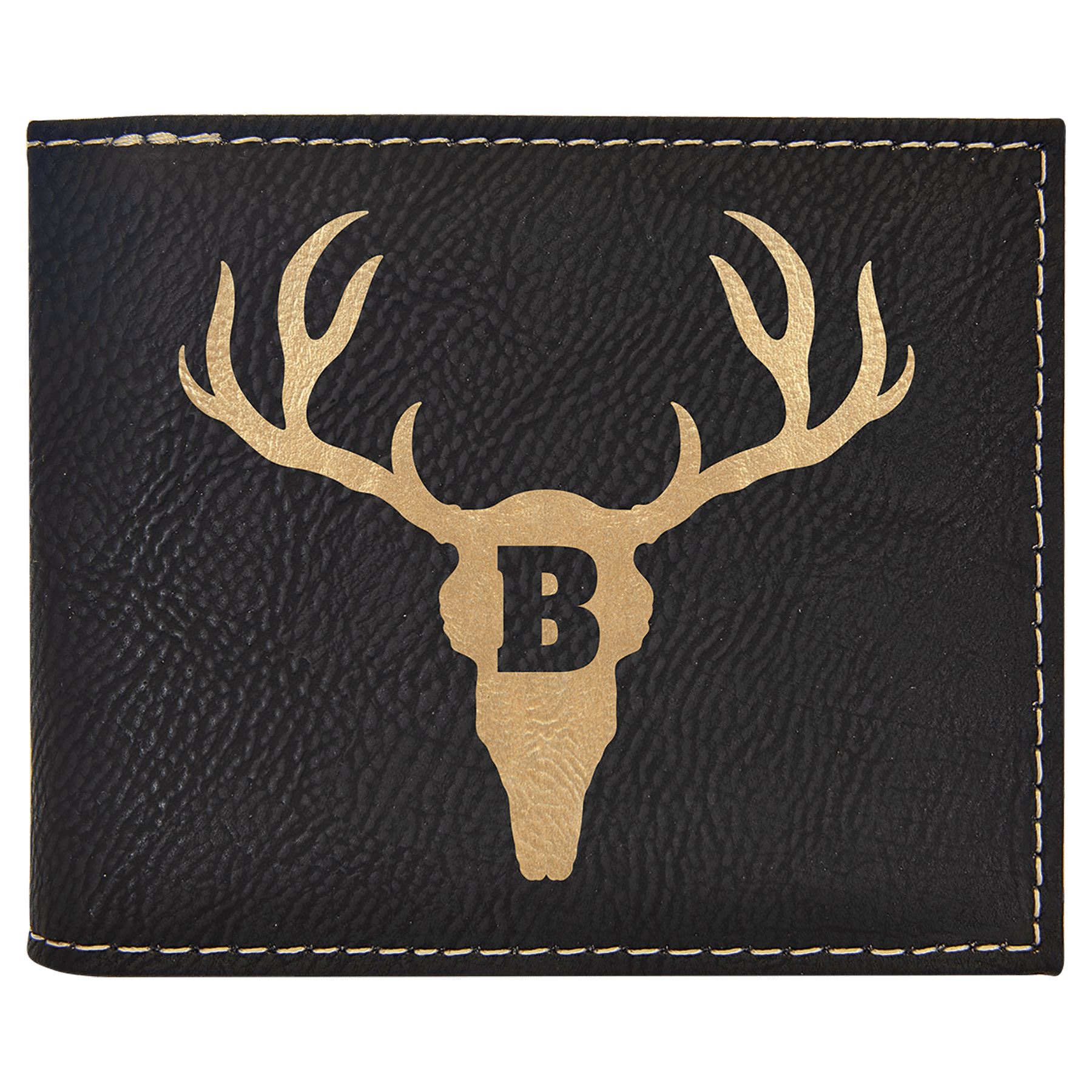 Black/Gold Leatherette Bi-Fold Wallet w/Flip ID Display
