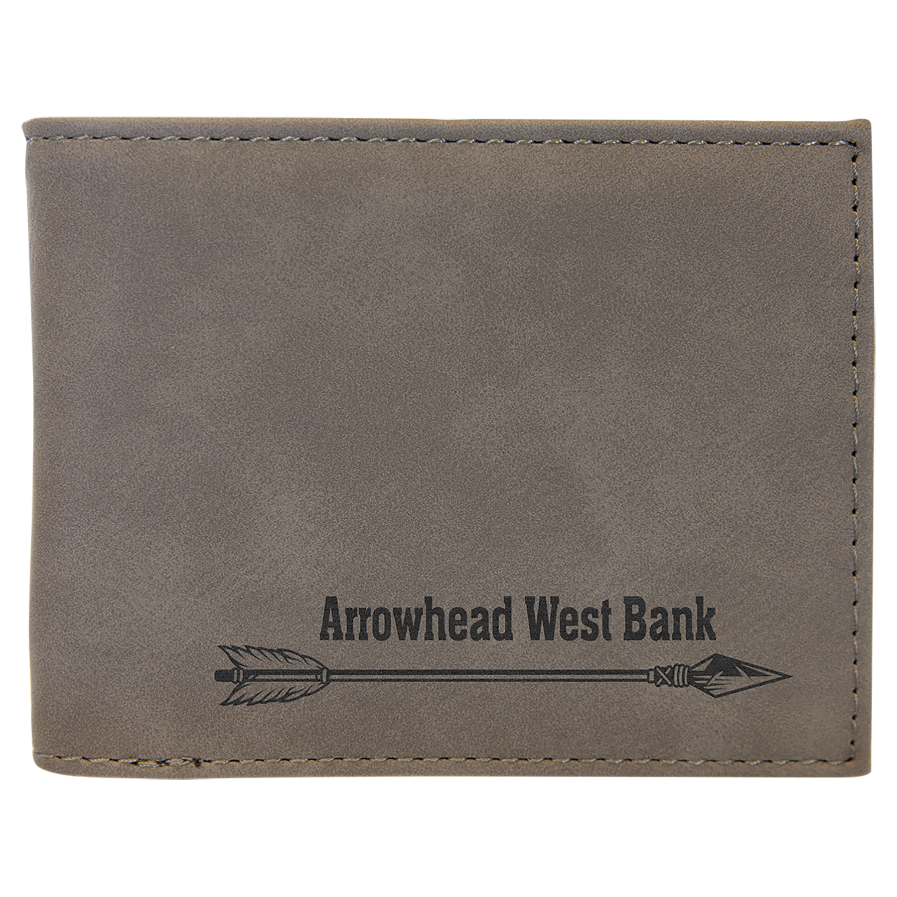 Gray Leatherette Bi-Fold Wallet w/Flip ID Display