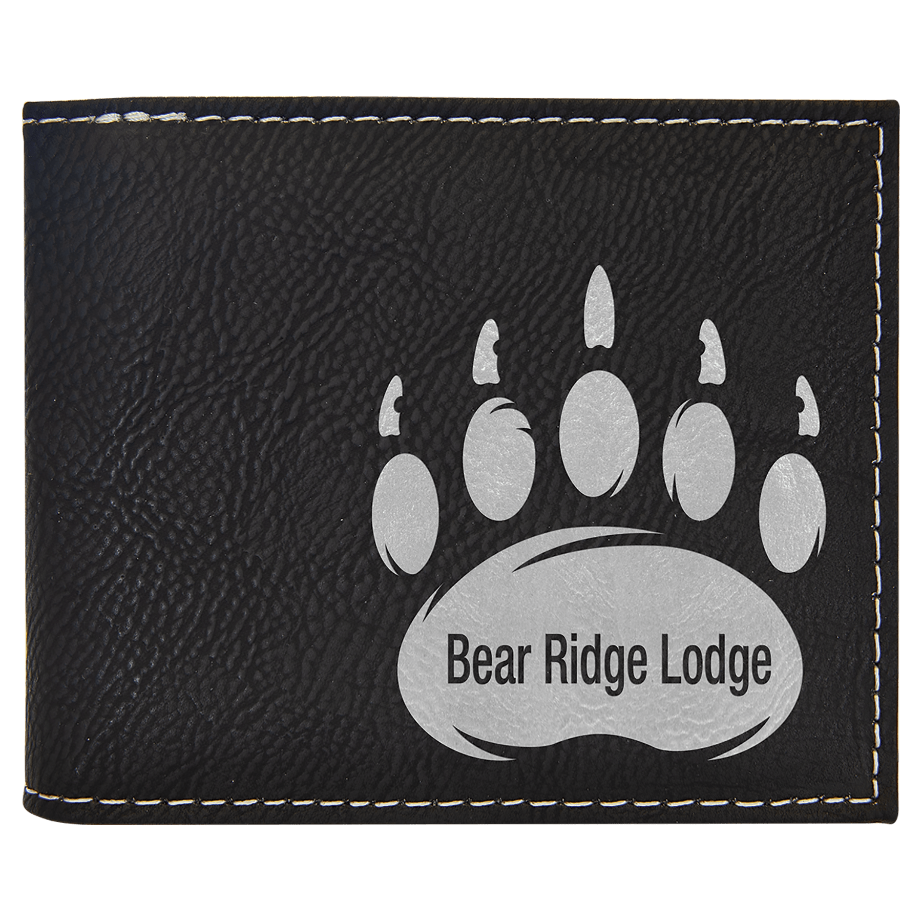 Black/Silver Leatherette Bi-Fold Wallet w/Flip ID Display