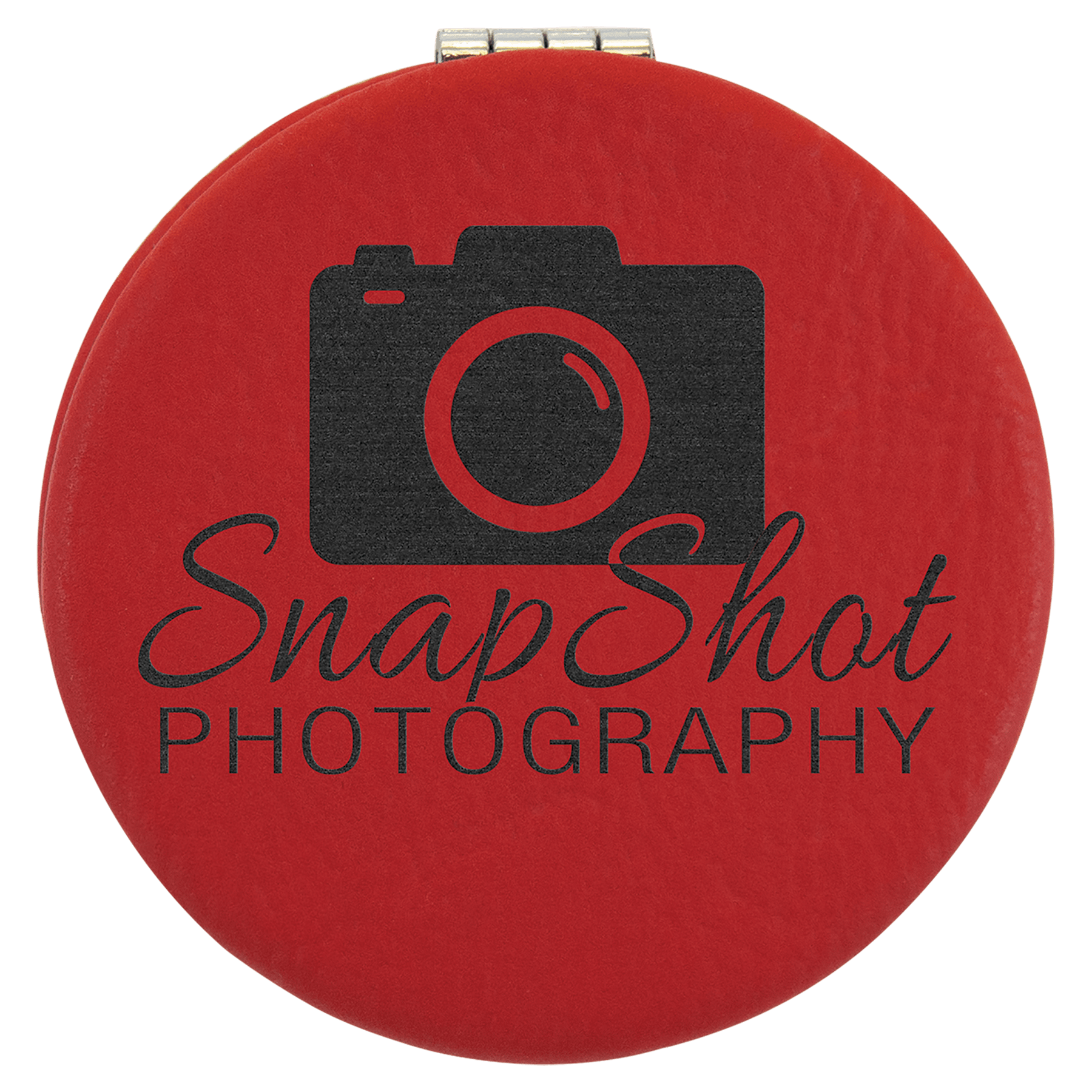 2.5" Red Leatherette Compact Mirror