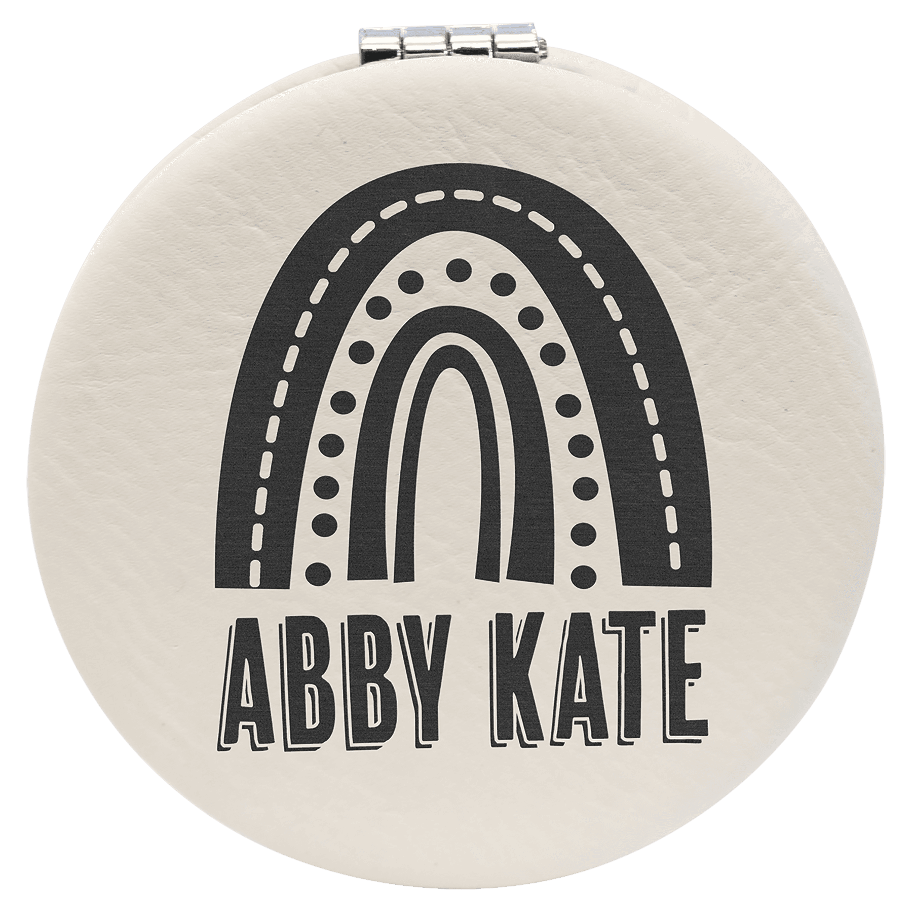 2.5" White Leatherette Compact Mirror