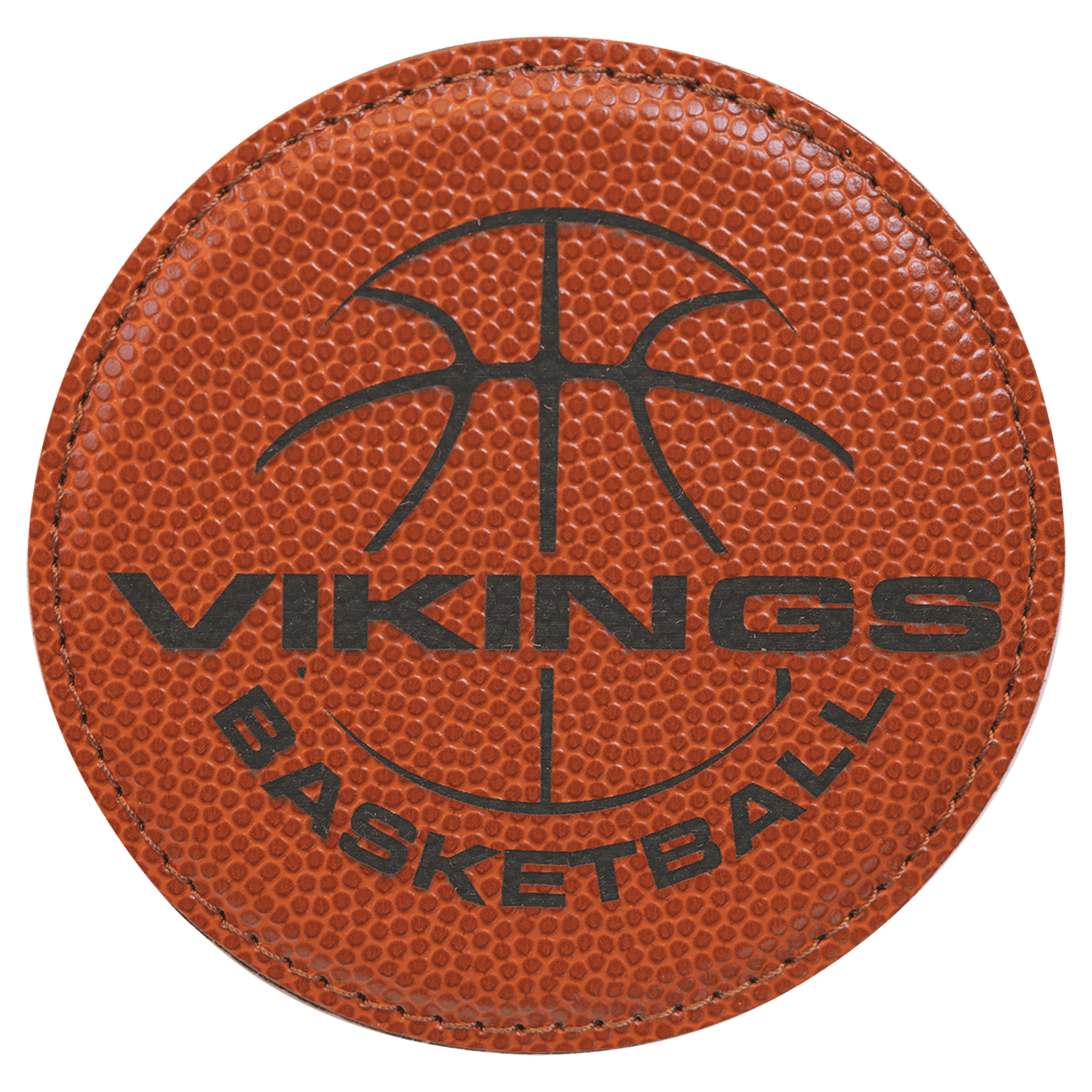 4" Round Basketball Leatherette Coaster