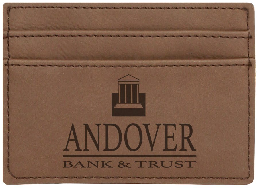 4" x 2.75" Dark Brown Leatherette Wallet Clip