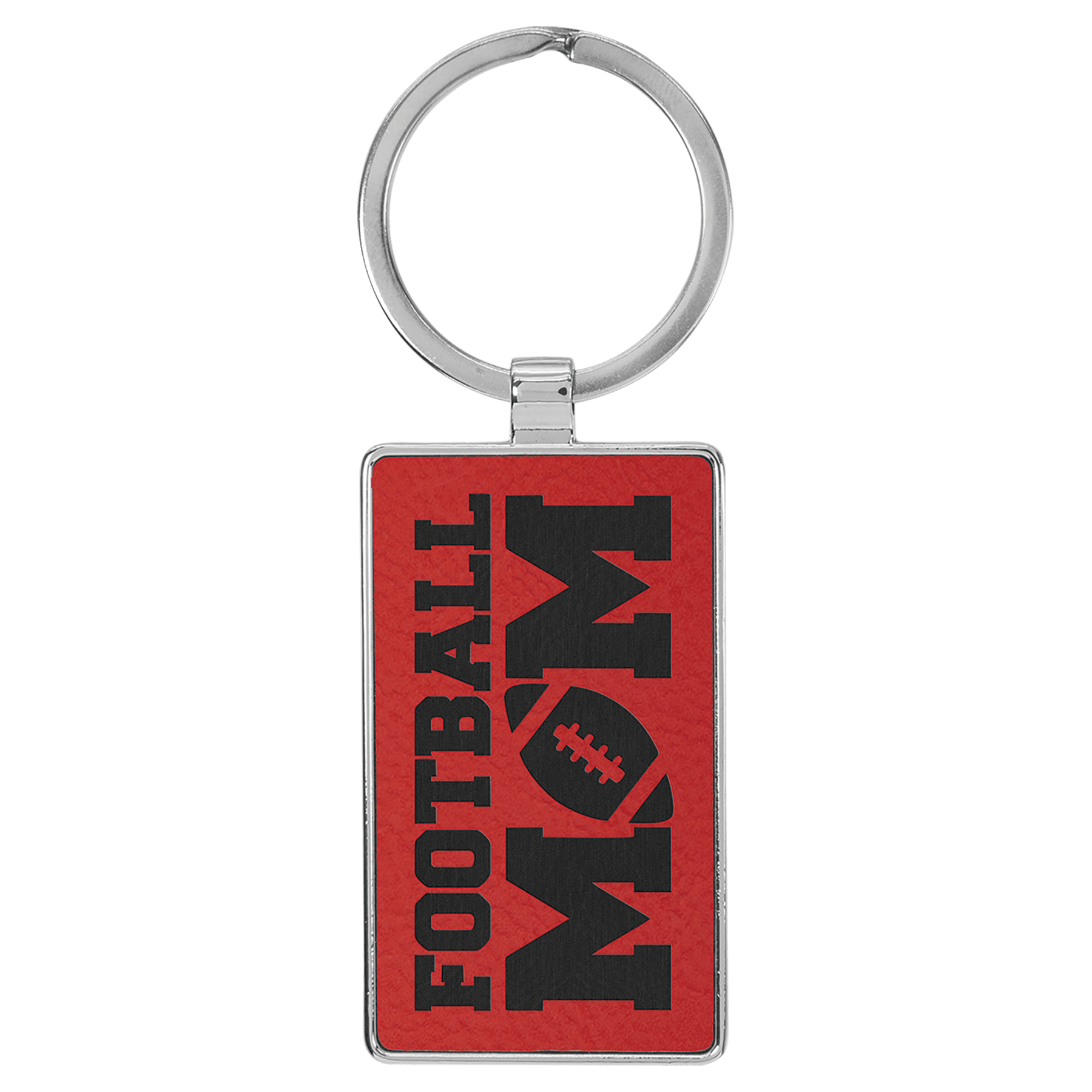 2.75" x 1.25" Leatherette/Metal Red Rectangle Keychain