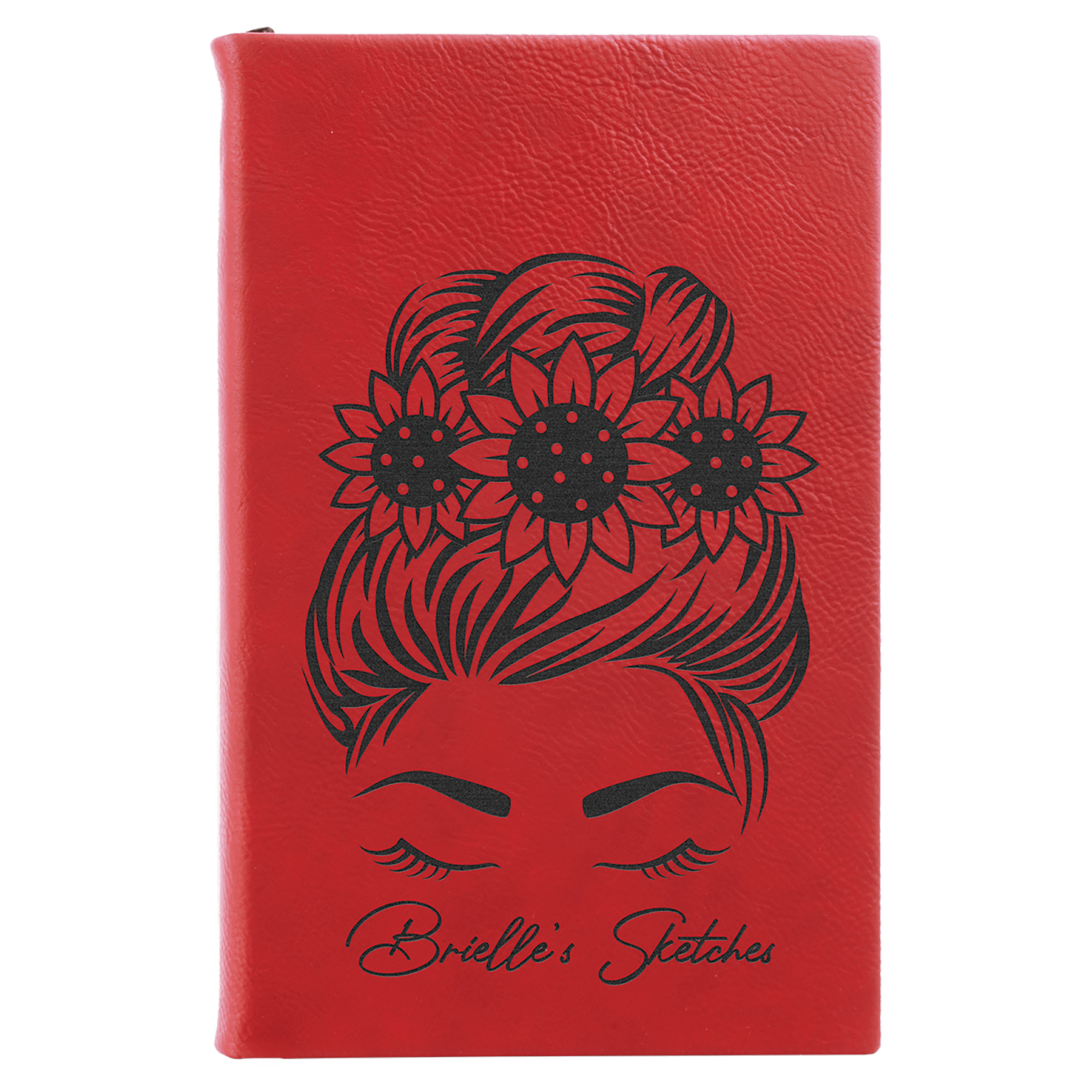 5.25" x 8.25" Red Leatherette Sketch Book w/Unlined Notepad