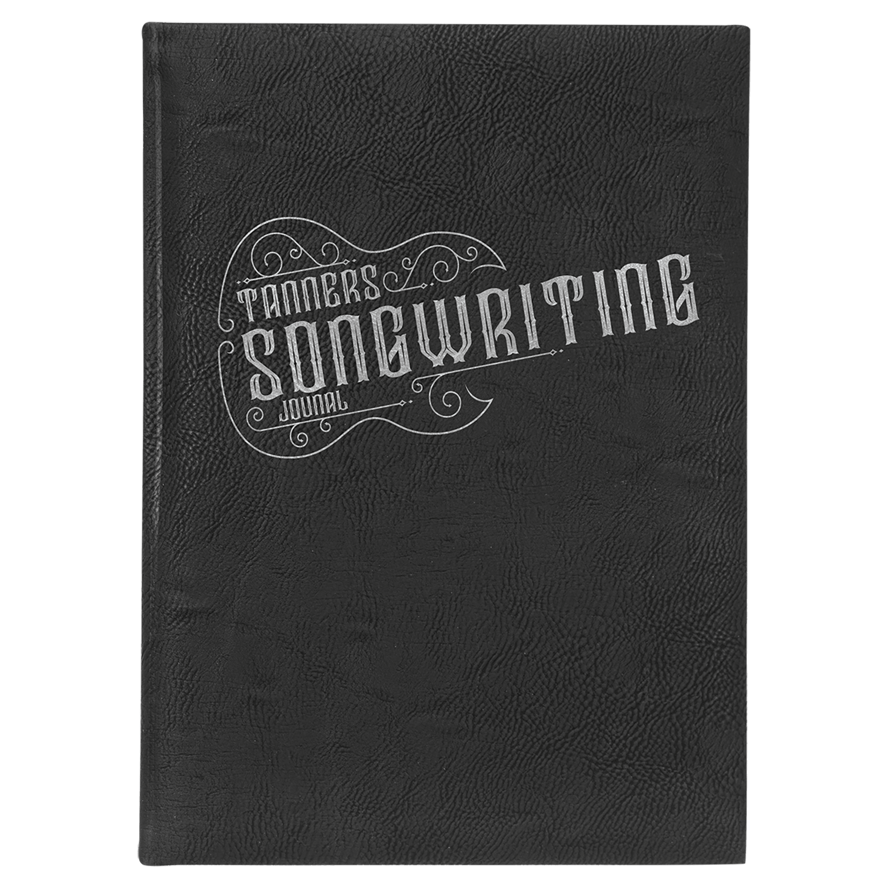 7" x 9.75" Black/Silver Leatherette Journal w/Lined Notepad