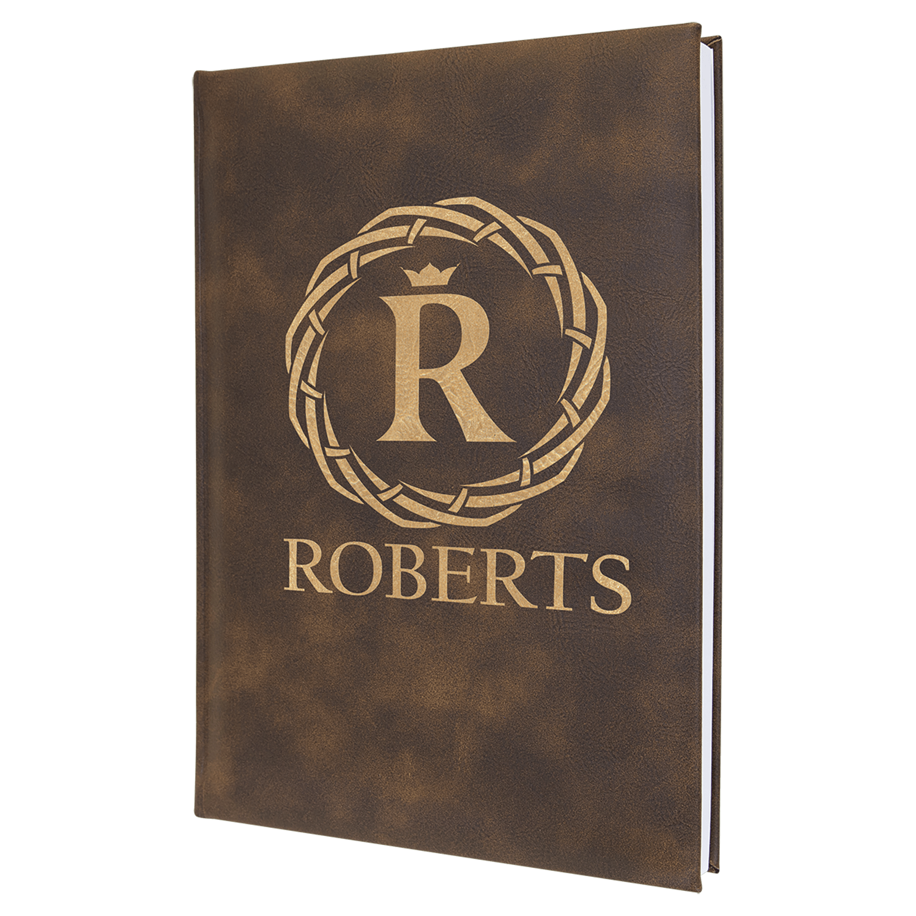 7" x 9.75" Rustic/Gold Leatherette Journal w/Lined Notepad