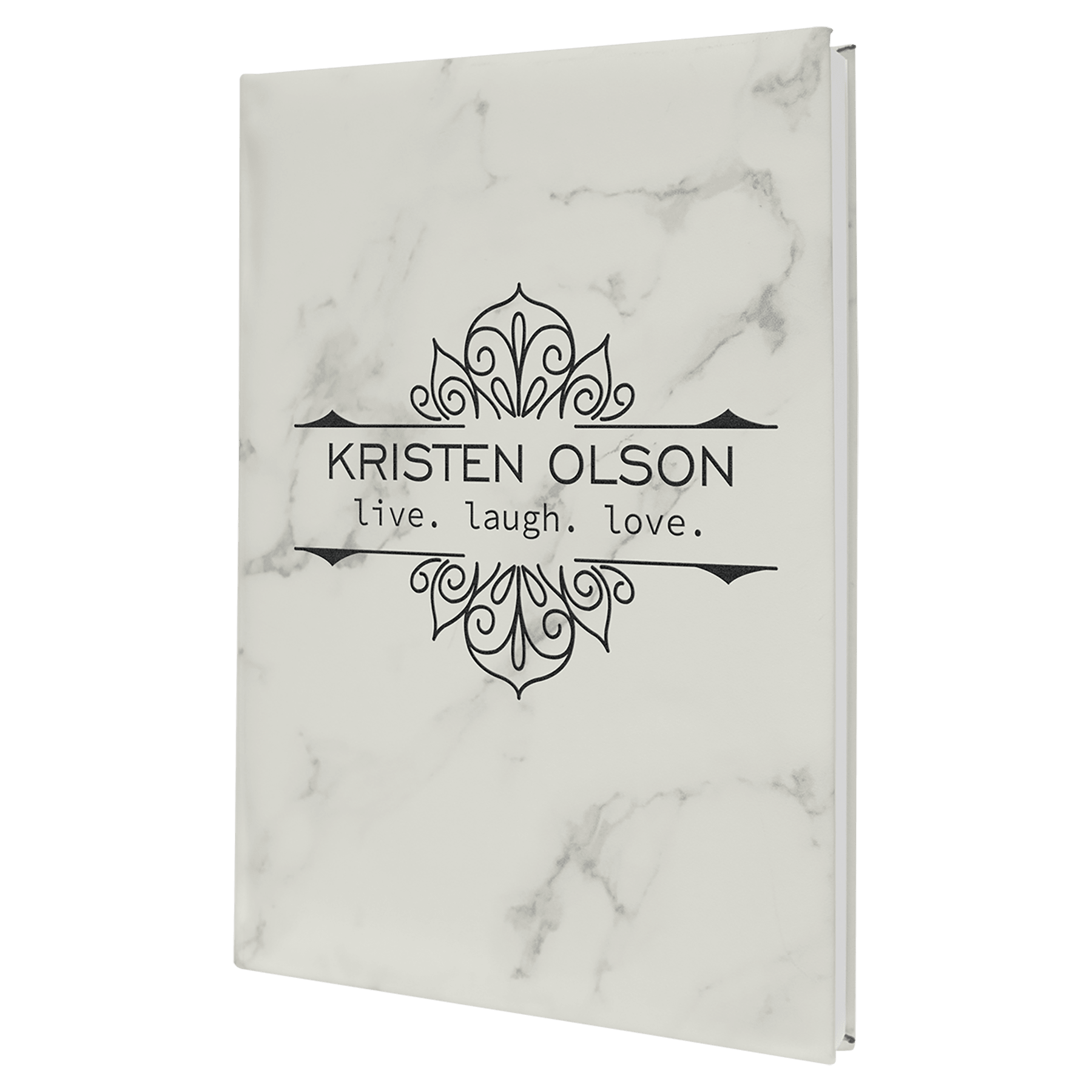 7" x 9.75" White Marble Leatherette Journal w/Lined Notepad