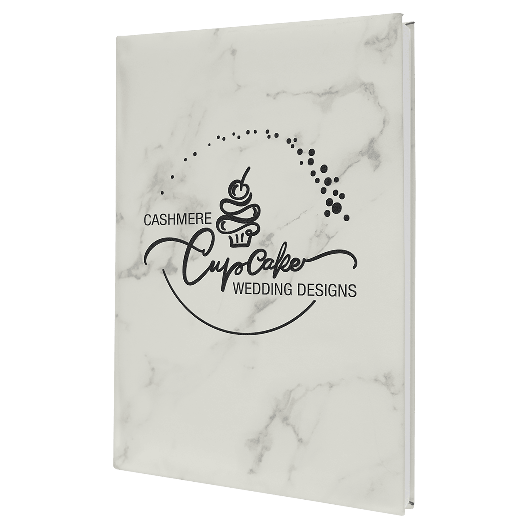 White Marble Leatherette Sketch Book with Unlined Notepad