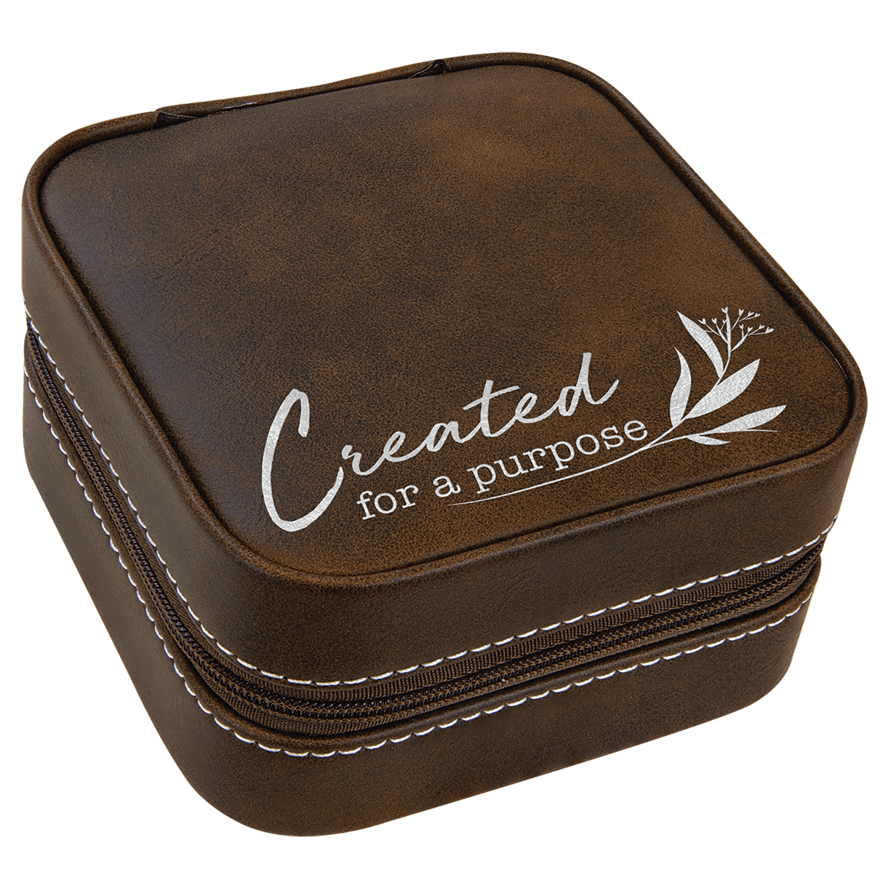 Rustic/Silver Leatherette Travel Jewelry Box w/Black Lining
