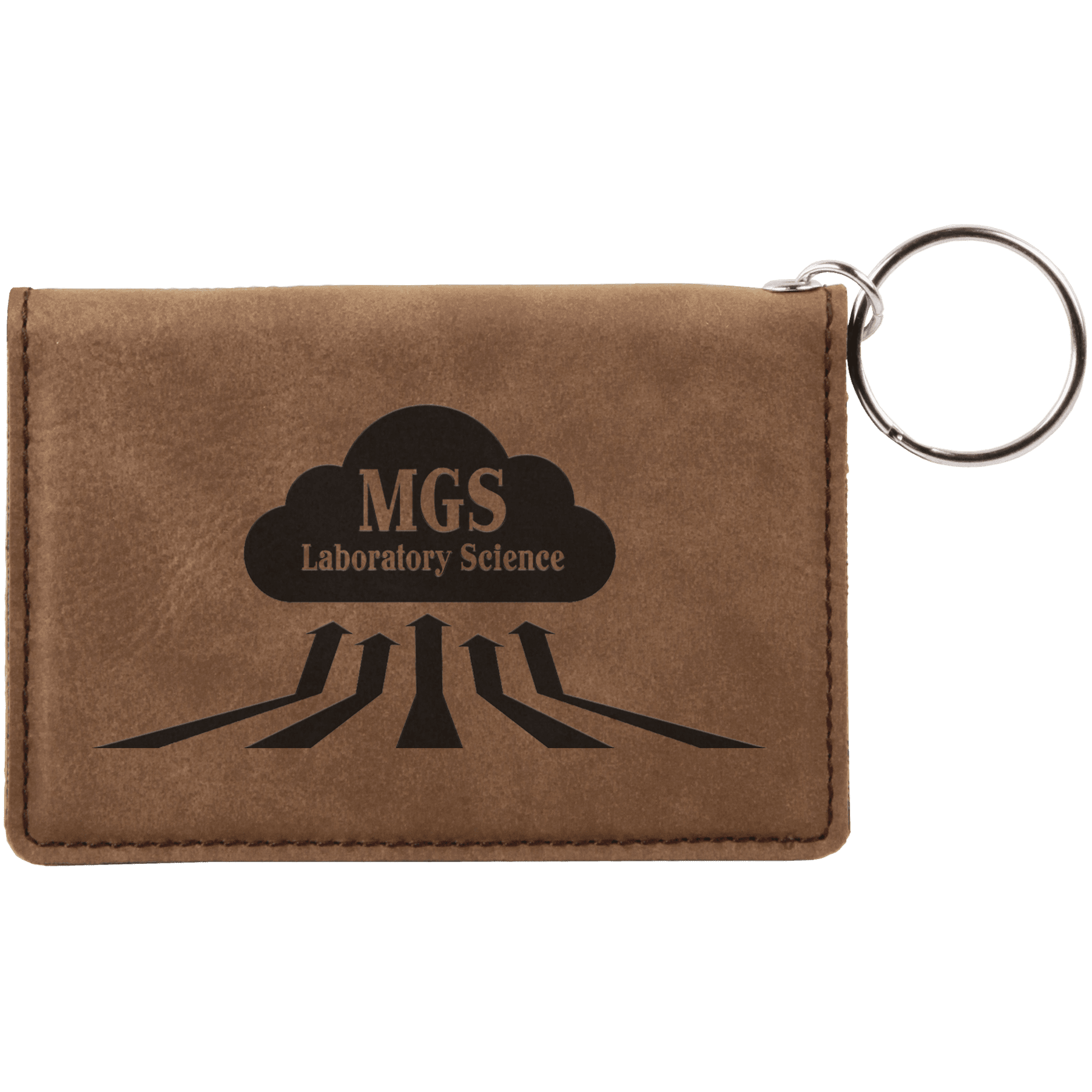 4.25" x 3" Dark Brown Leatherette Keychain ID Holder