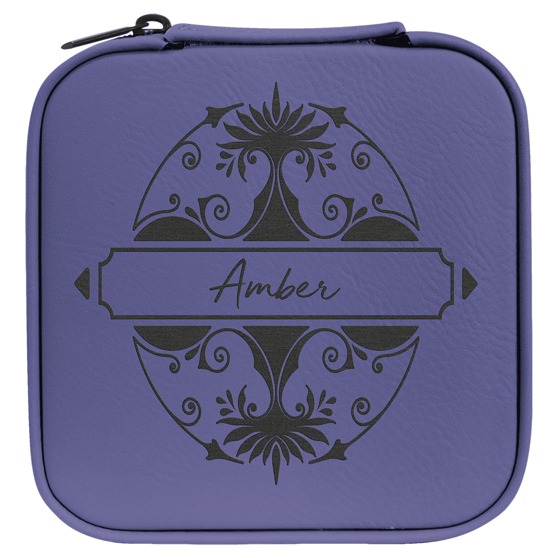 Purple/Black Leatherette Travel Jewelry Box w/Black Lining