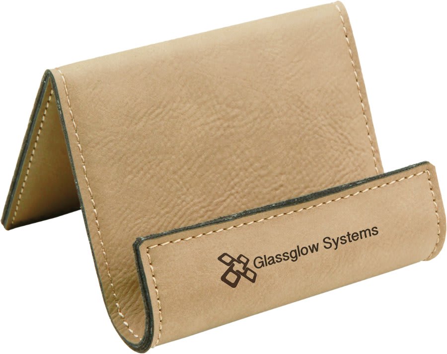 3.5" x 2.5" Light Brown Leatherette Holder Easel